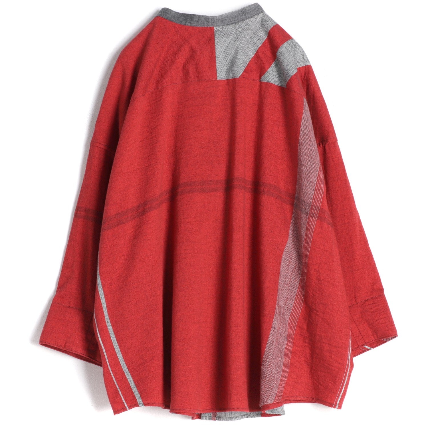 Tamaki Niime Mandarin Collared Shirt - Infrared Twist