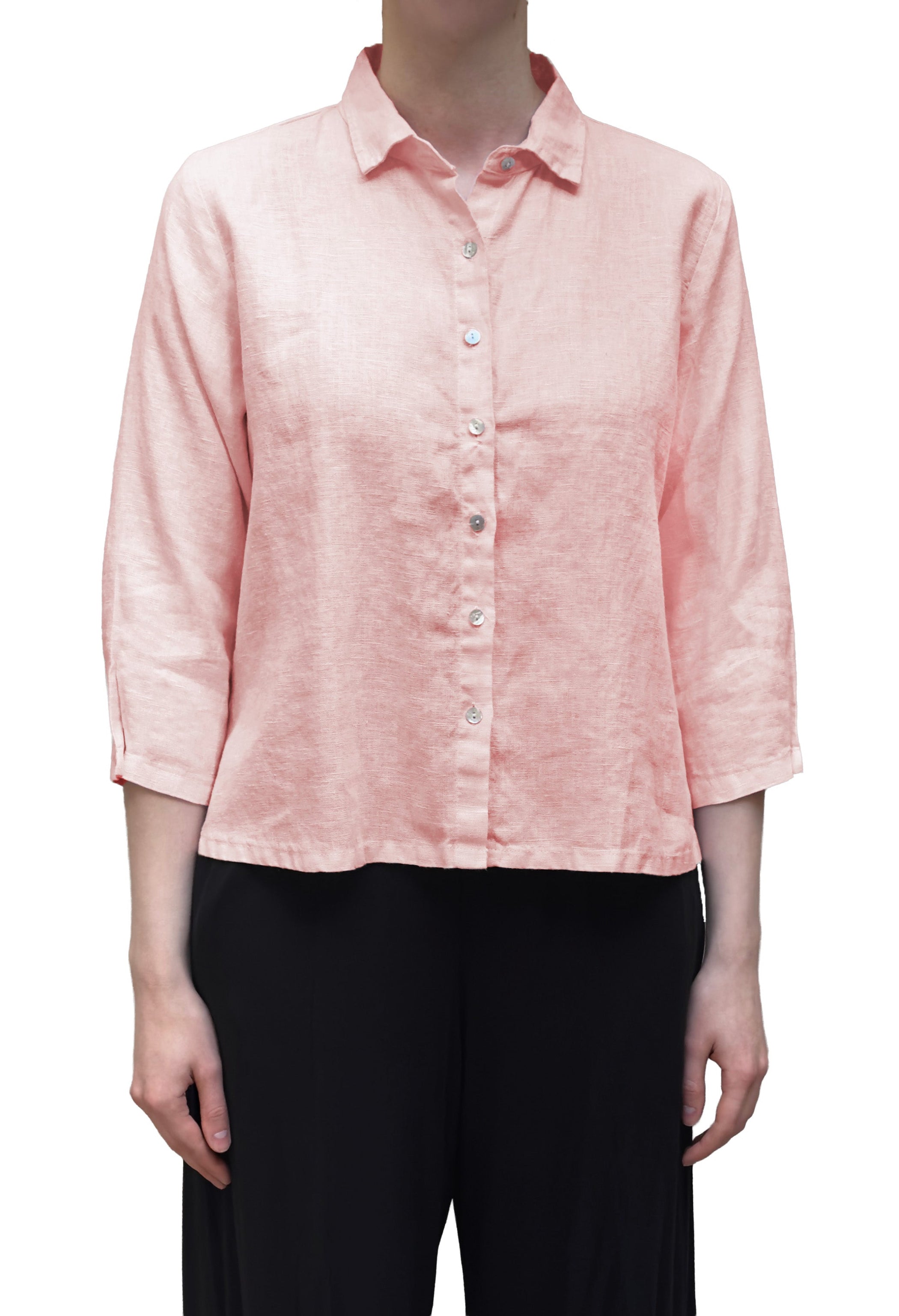 MOTION Hanky Linen Hi Low Shirt in Cherry Blossom