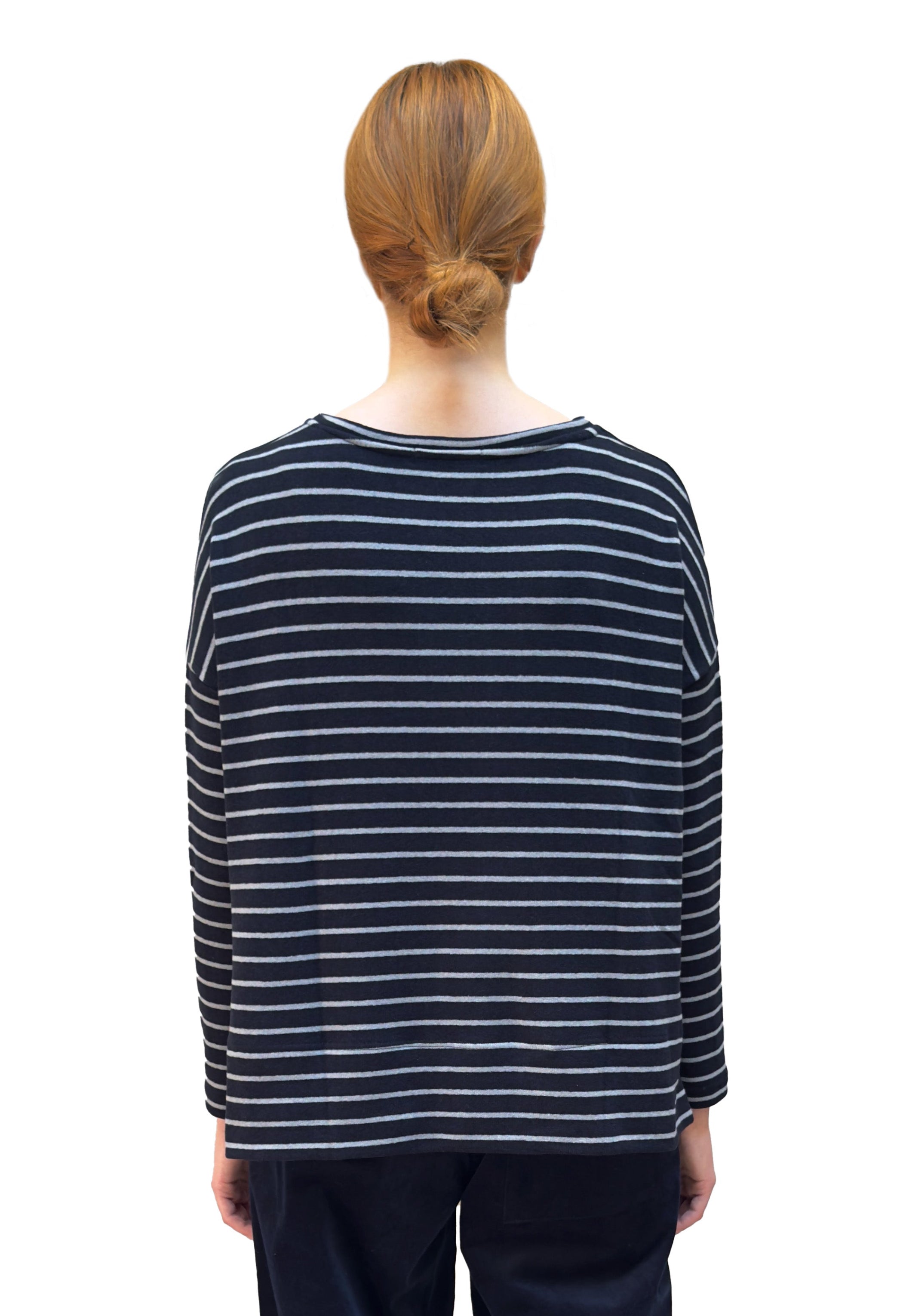 MAMA B Cozy Hi Low Pullover in Night Stripes