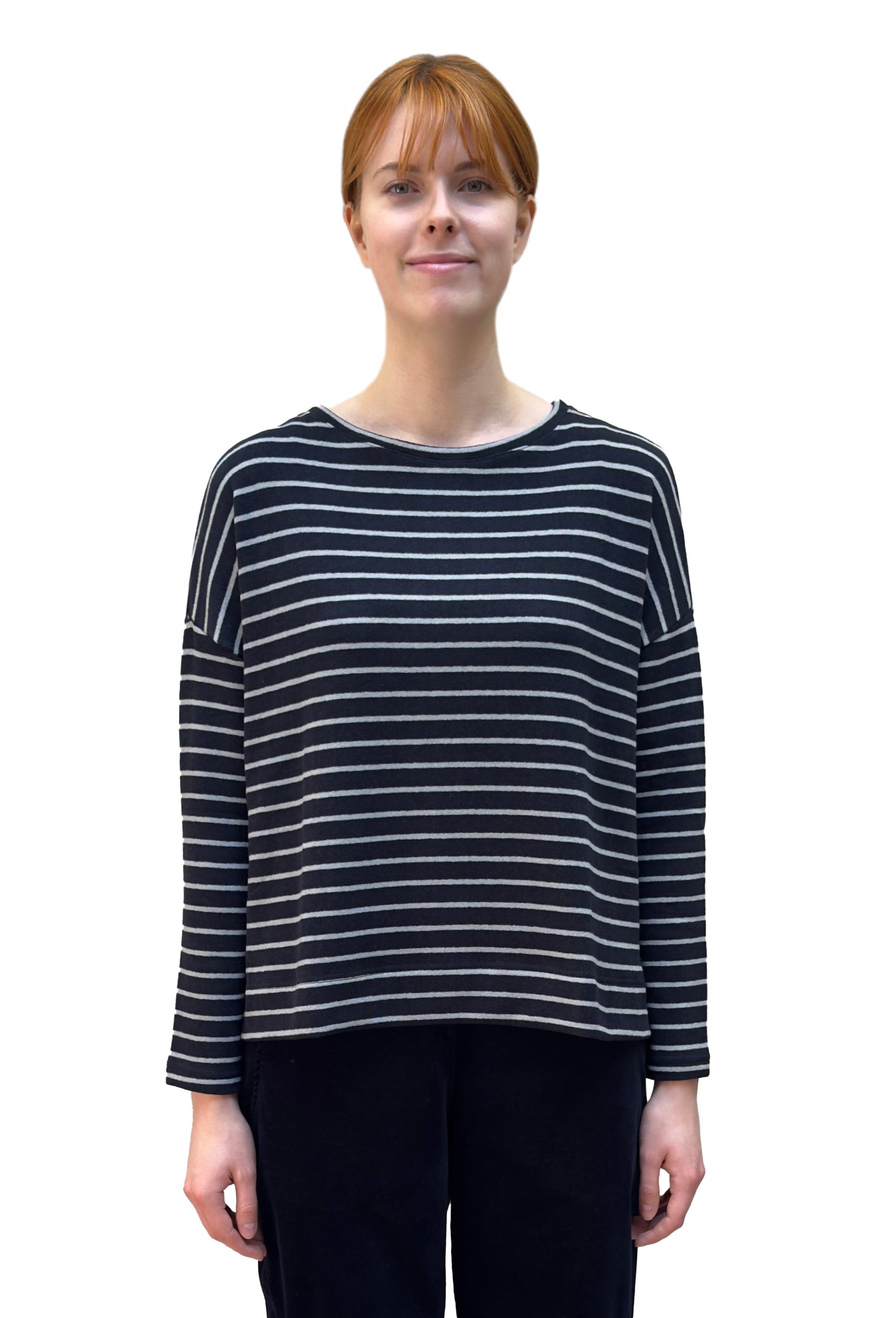 MAMA B Cozy Hi Low Pullover in Night Stripes