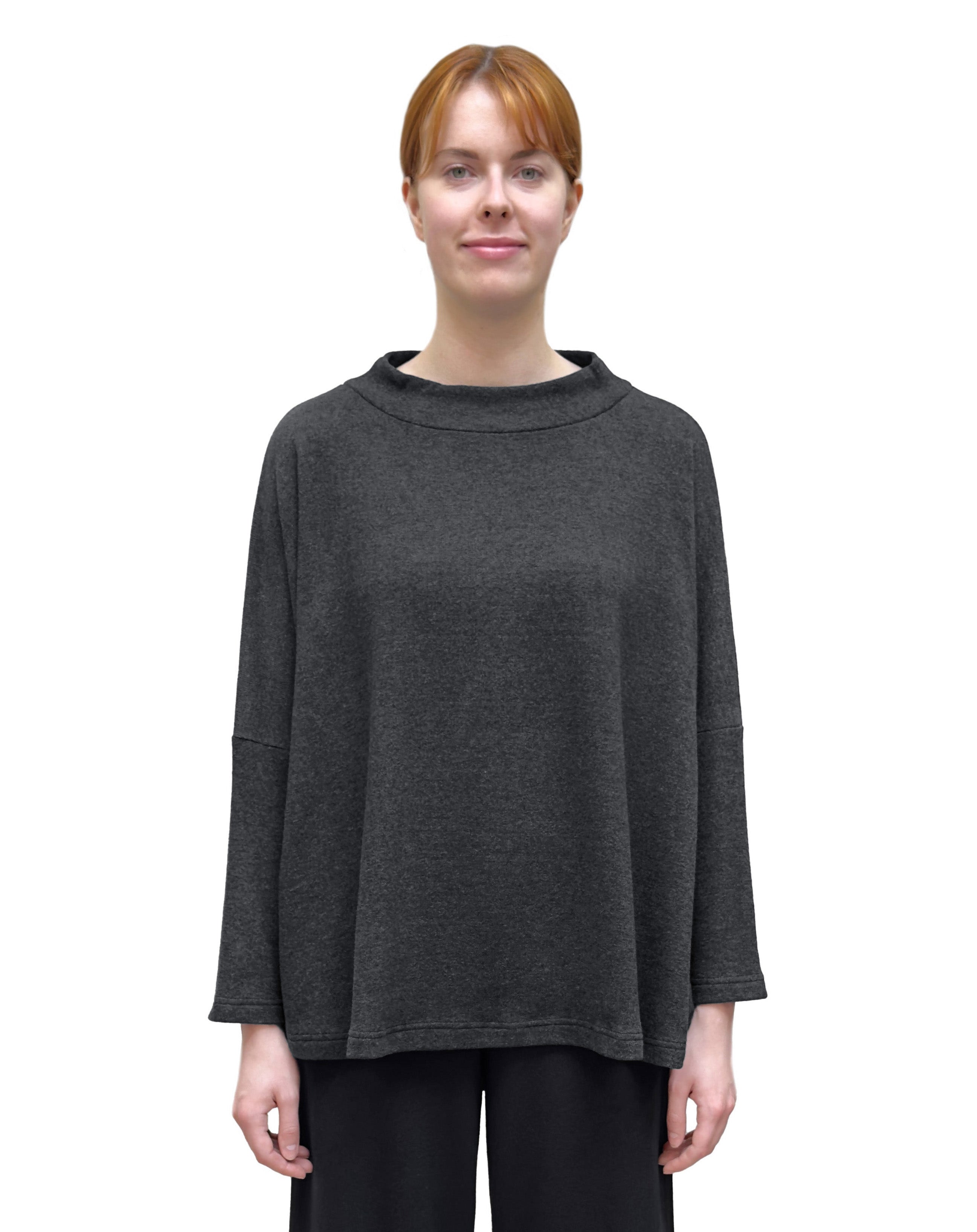 MAMA B Cozy Knit Mock Neck Onesize Pullover in Anthracite