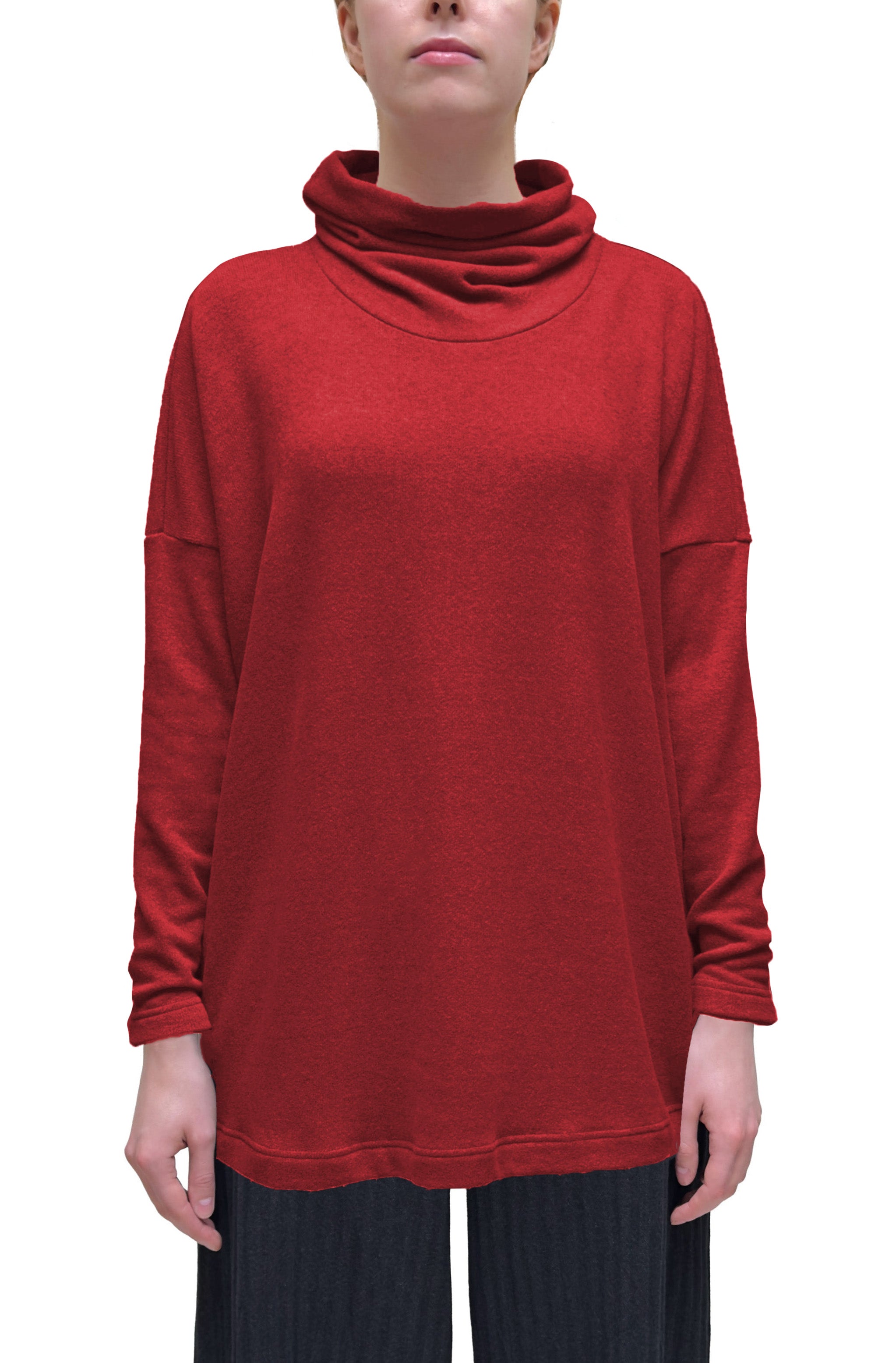 MAMA B Cozy Knit Onesize Cowl Sweater in Dark Red