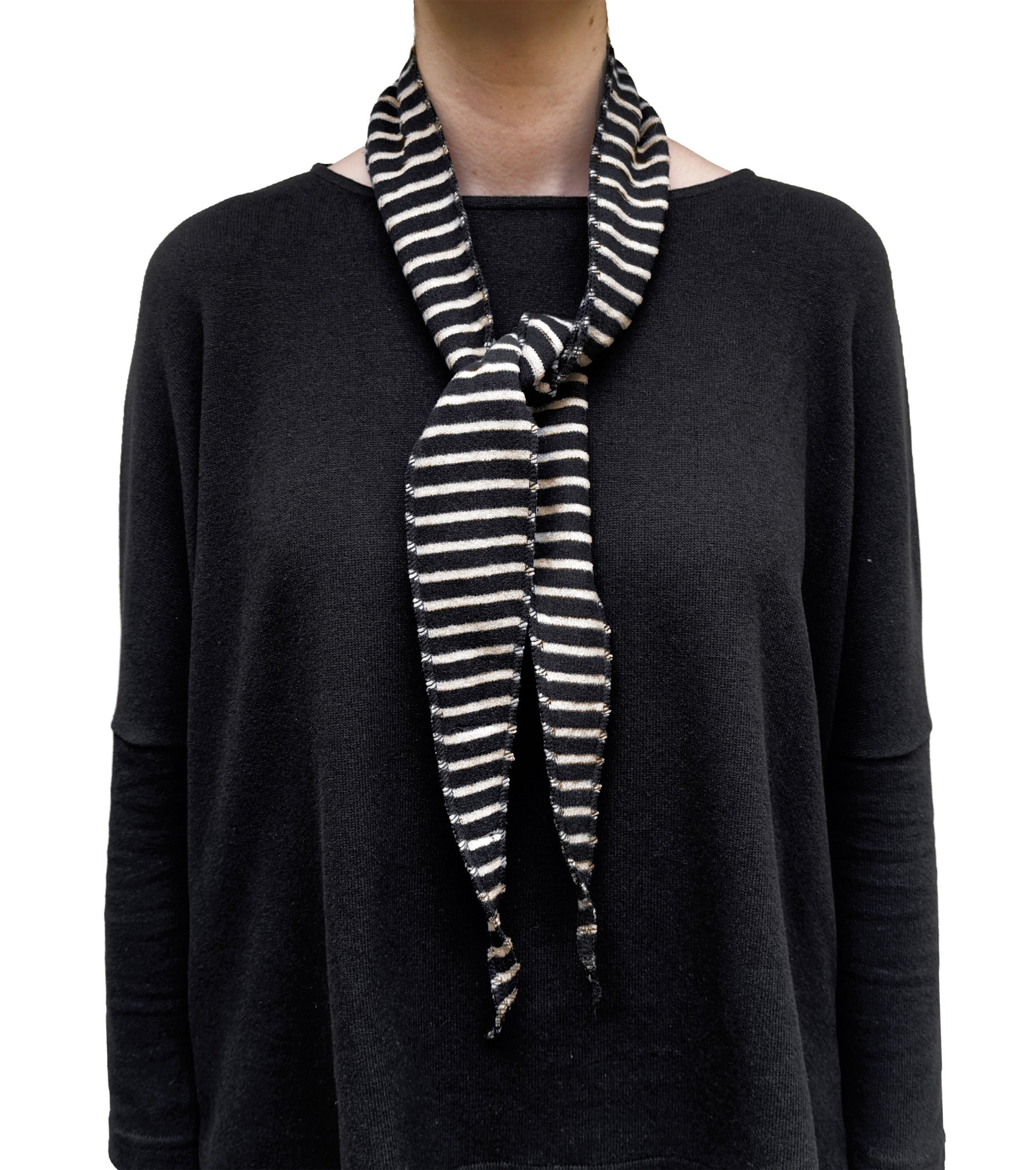 MAMA B Narrow Scarf in Small Atlantic Stripes