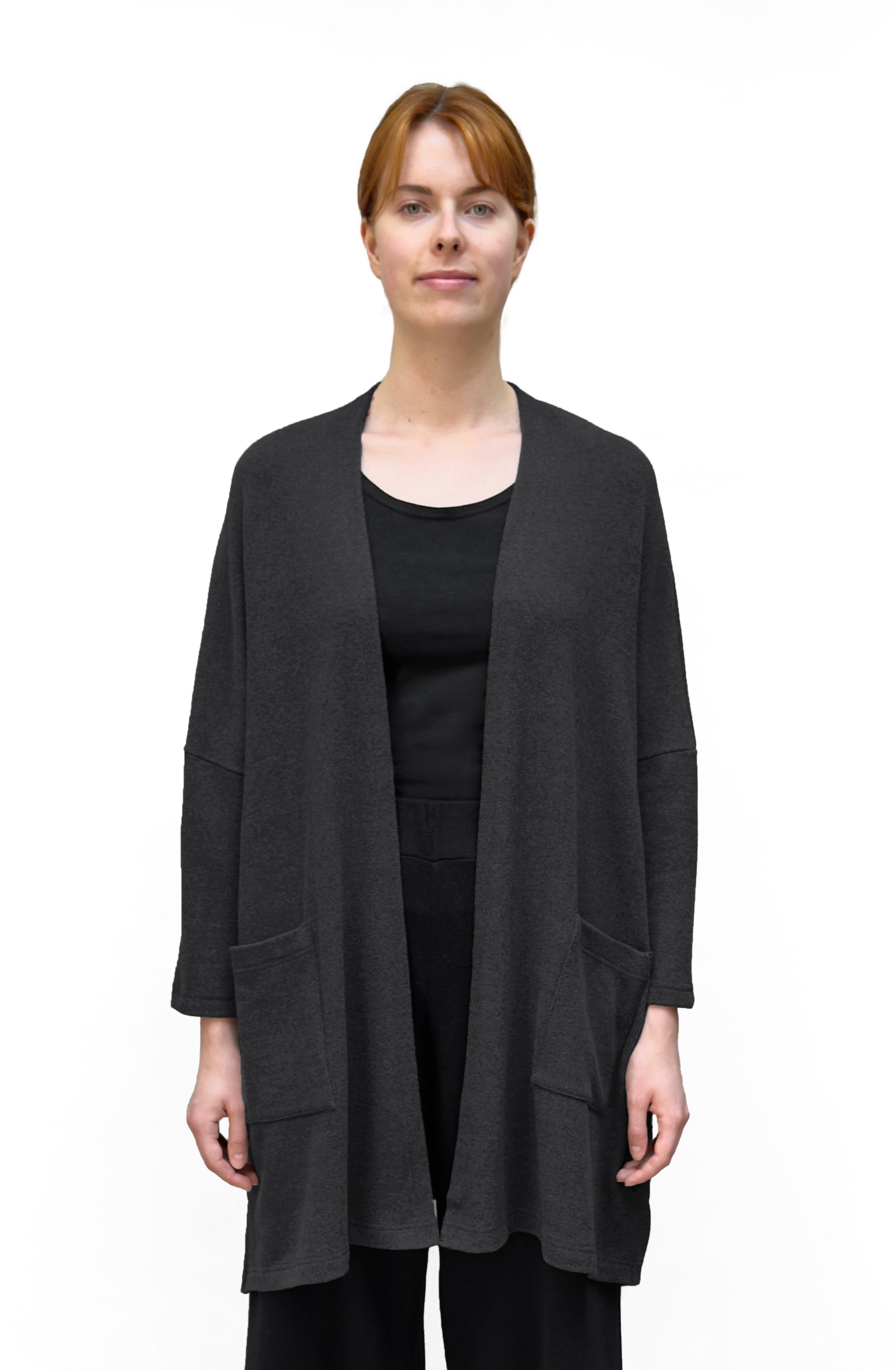MAMA B Cozy Knit Onesize Open Cardigan in Anthracite