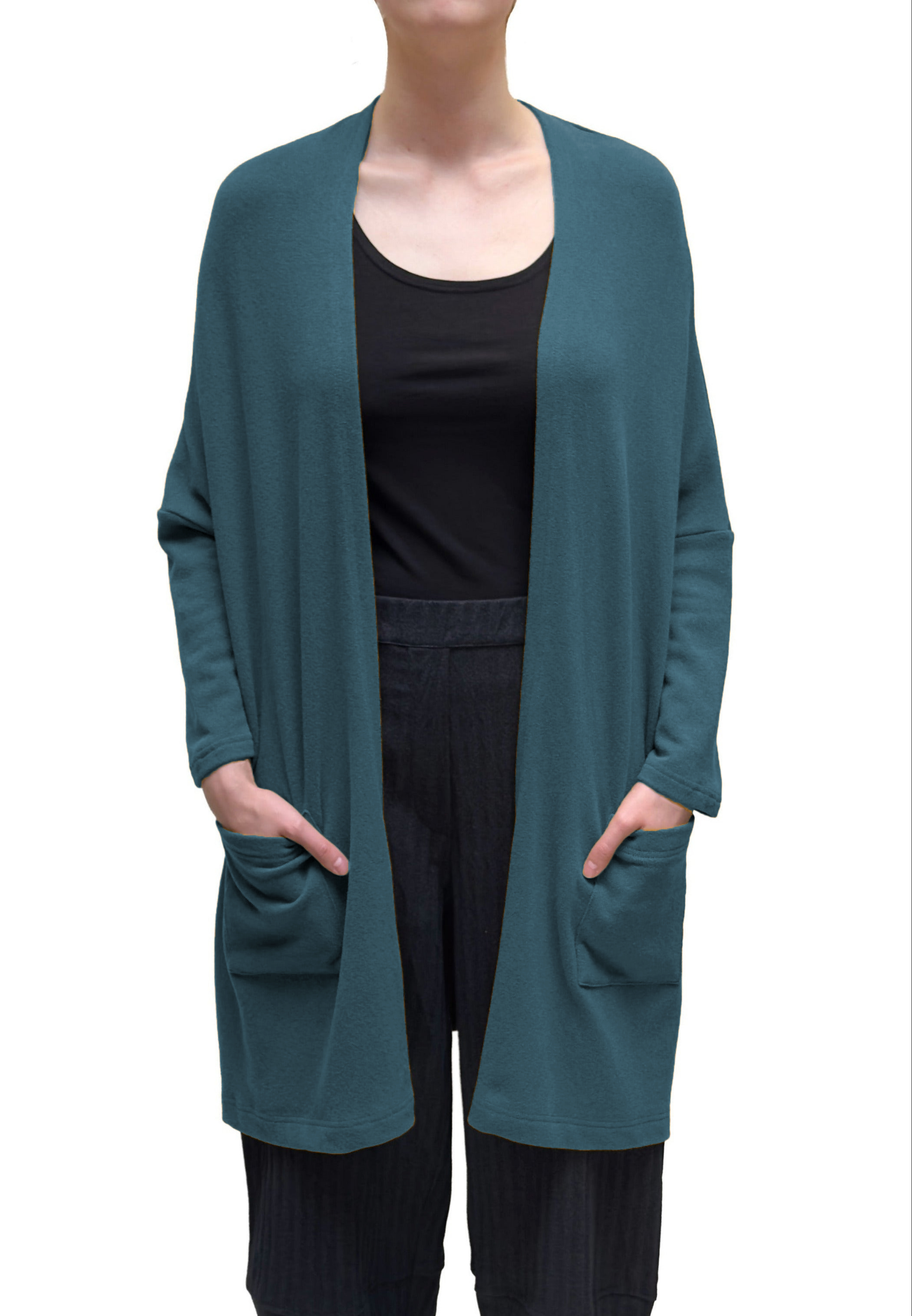 MAMA B Cozy Knit Onesize Open Cardigan in Atlantic
