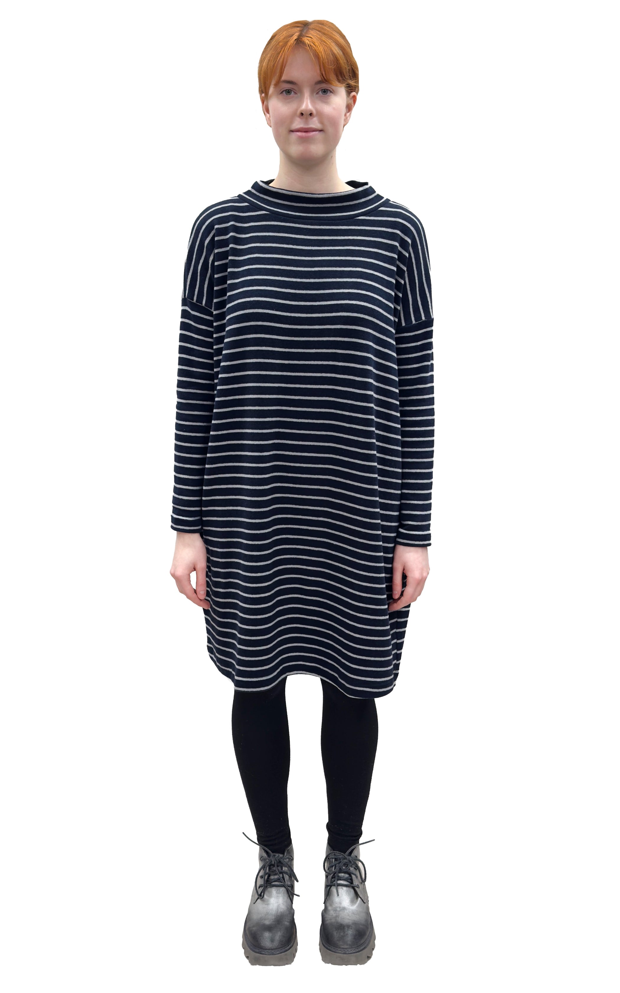 MAMA B Cozy Knit Dress in Night Stripes