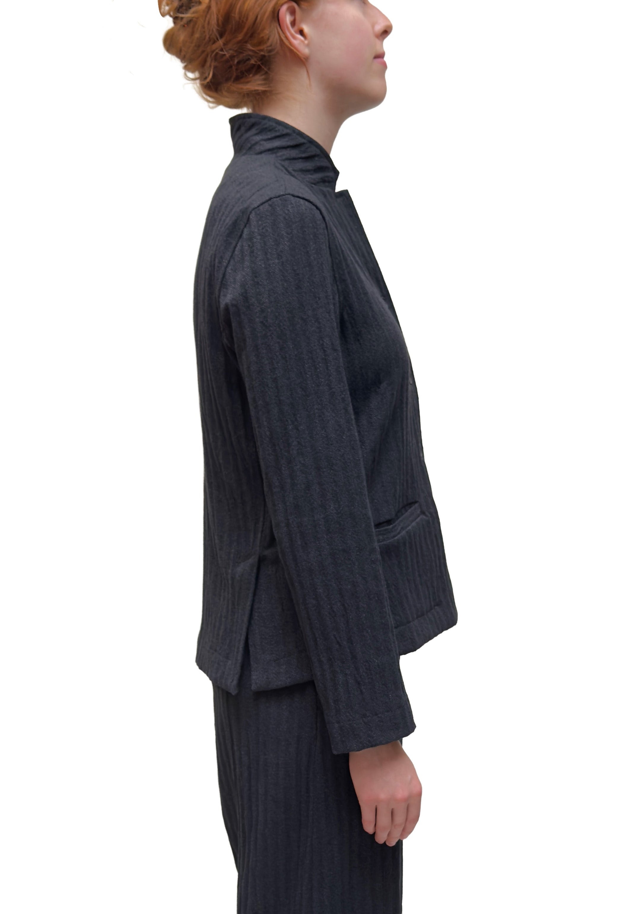 MAMA B Fitted Jacket in Striped Grey Denim