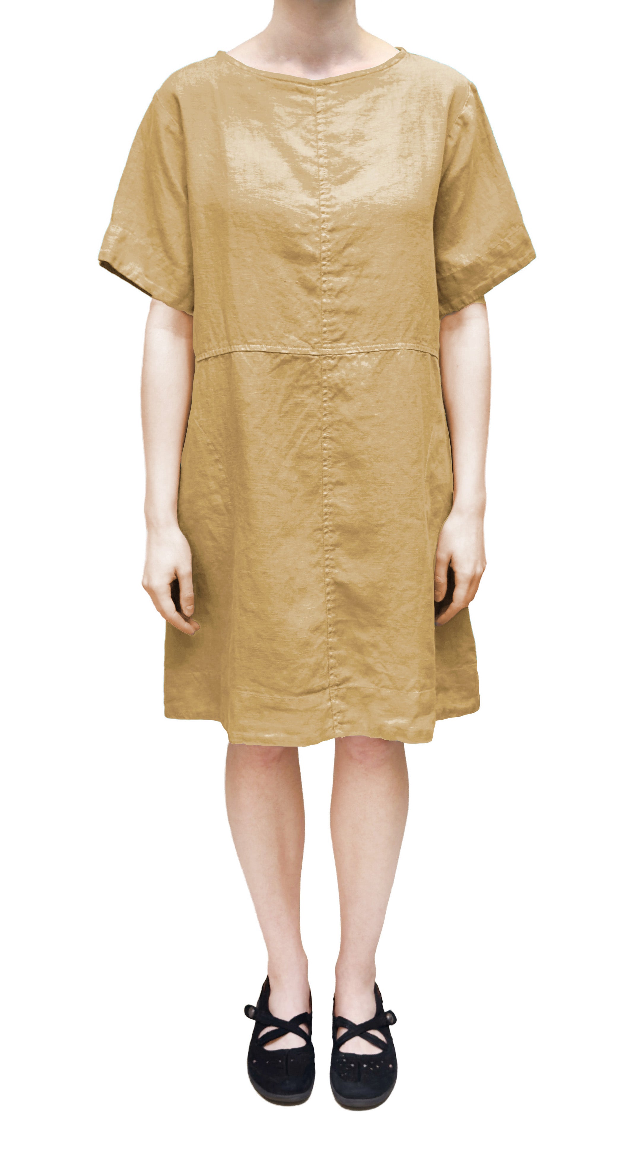 MOTION Half Sleeve Linen Dress in Barley