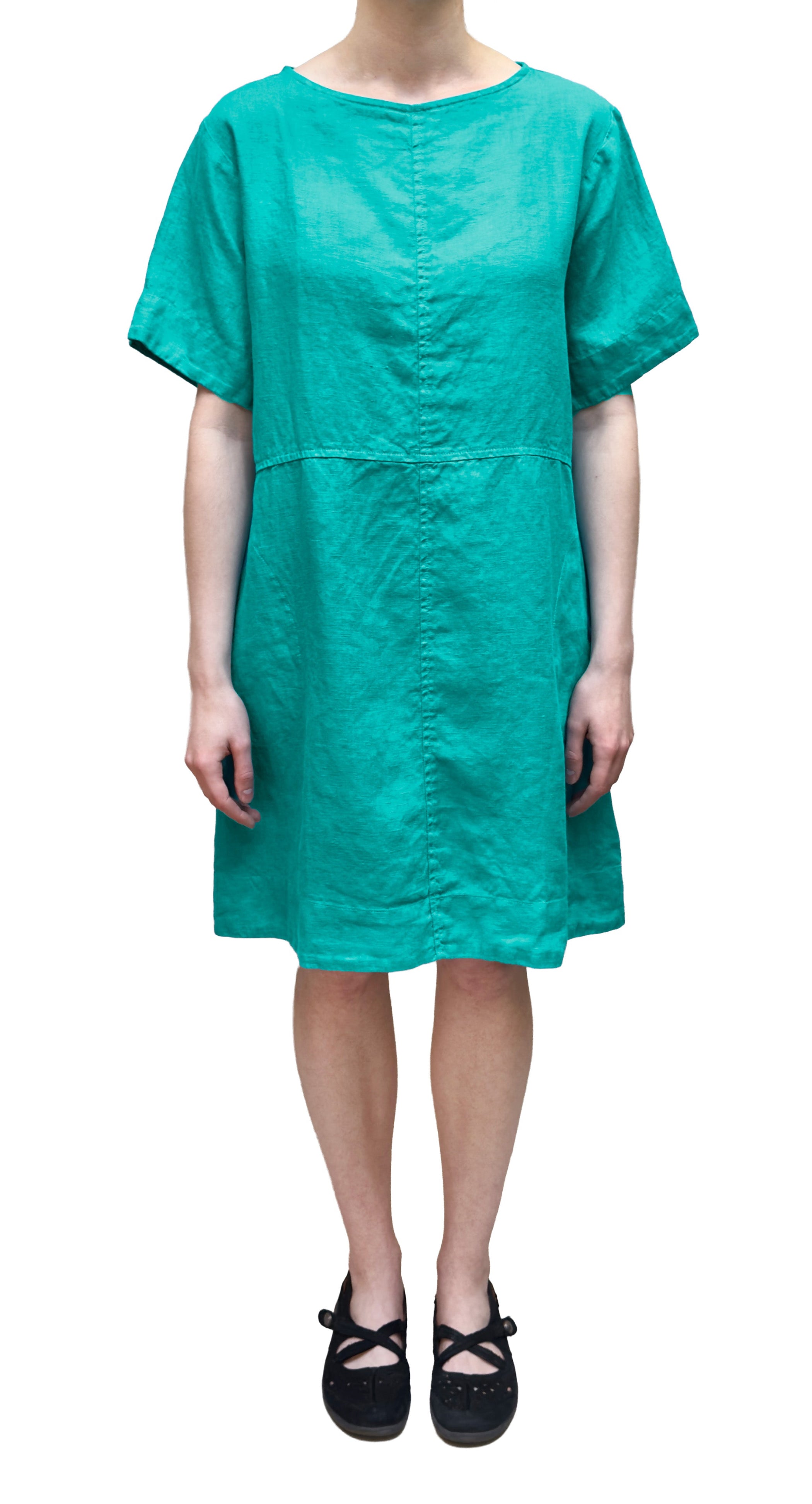 MOTION Half Sleeve Linen Dress in Marine Turquoise