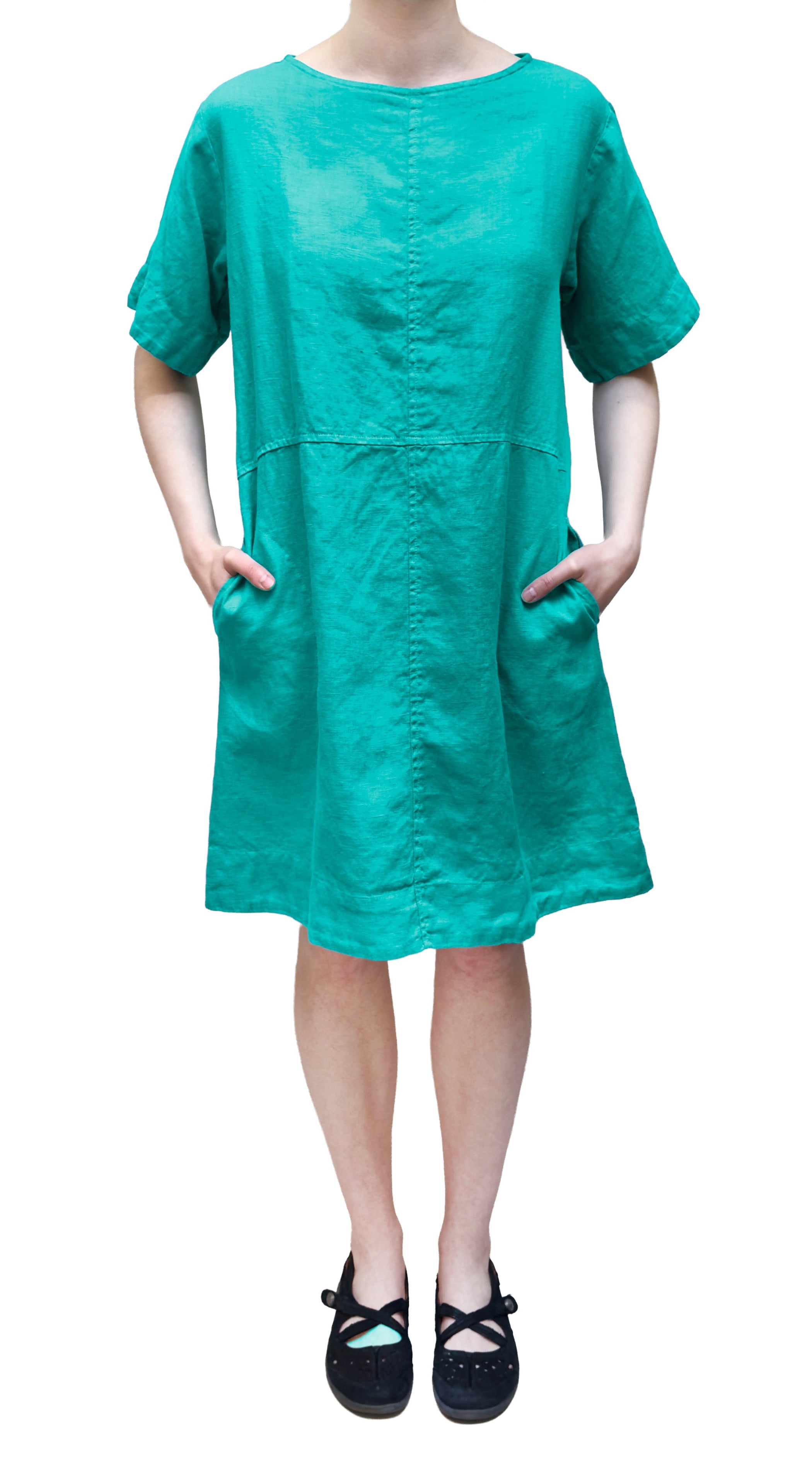 MOTION Half Sleeve Linen Dress in Barley