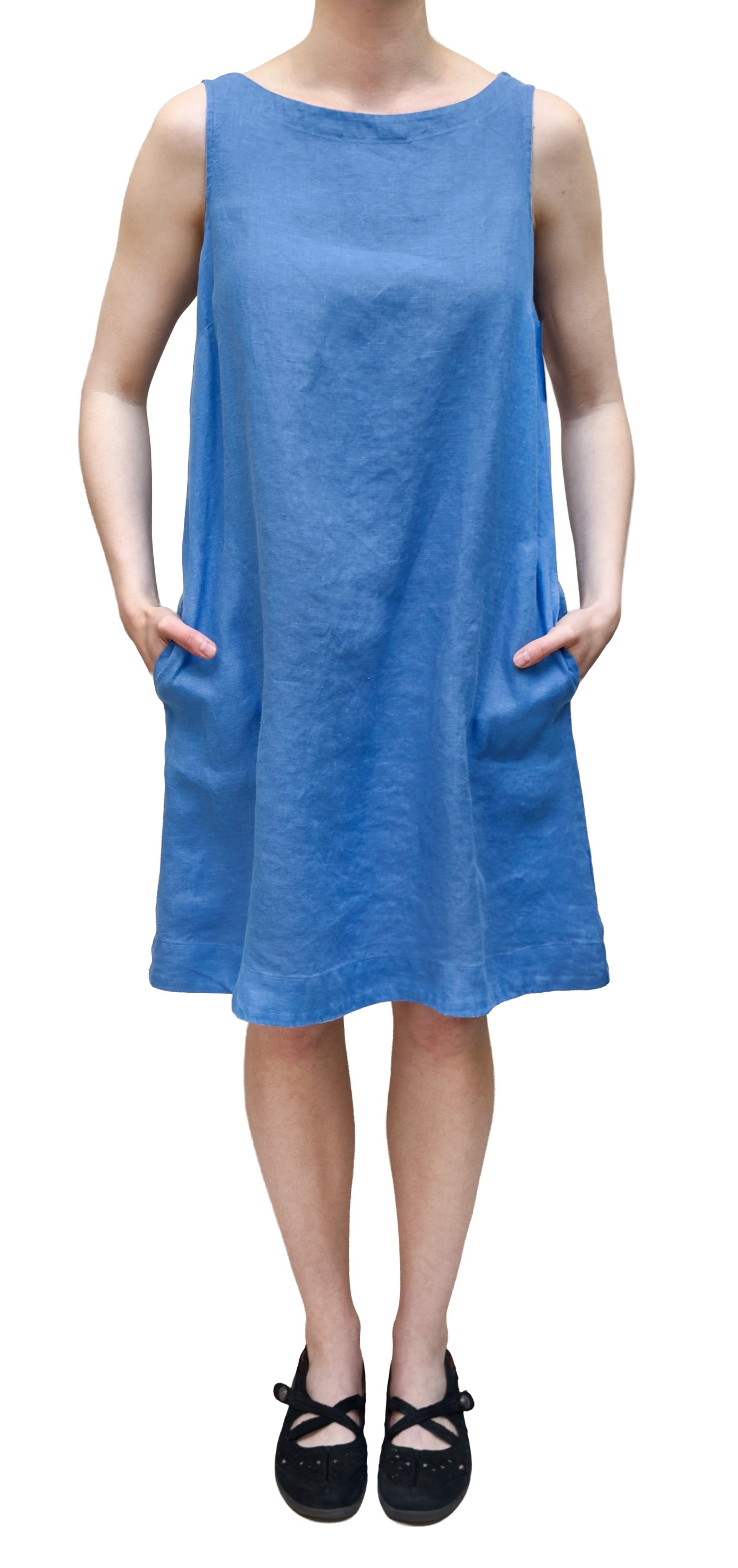 MOTION  Sleeveless Linen Pocket Dress in Sodalite