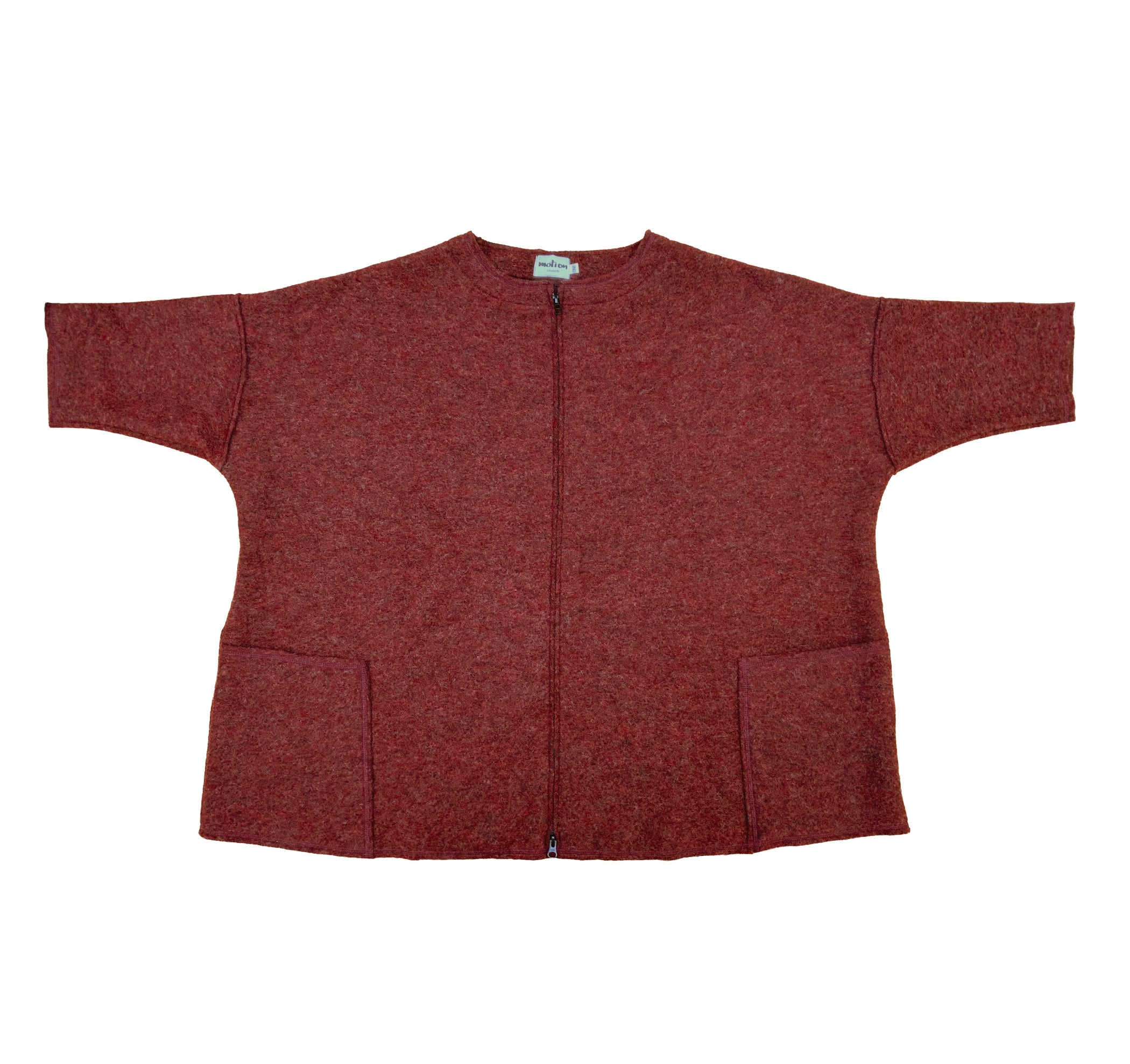 MOTION Boiled Wool Onesize Zip Jacket In Cinnamon Heart