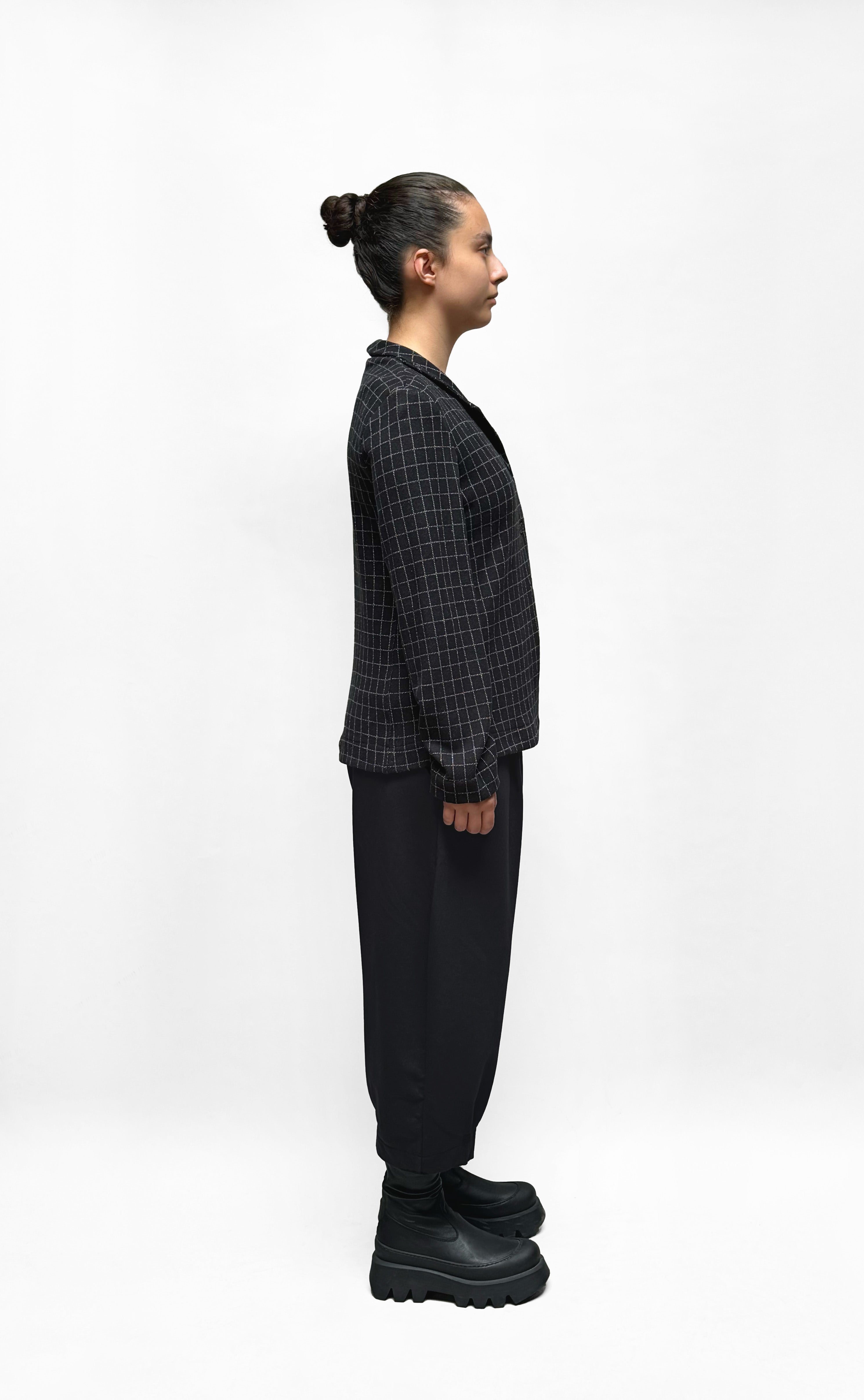 Mama B Collared Windowpane Jacket