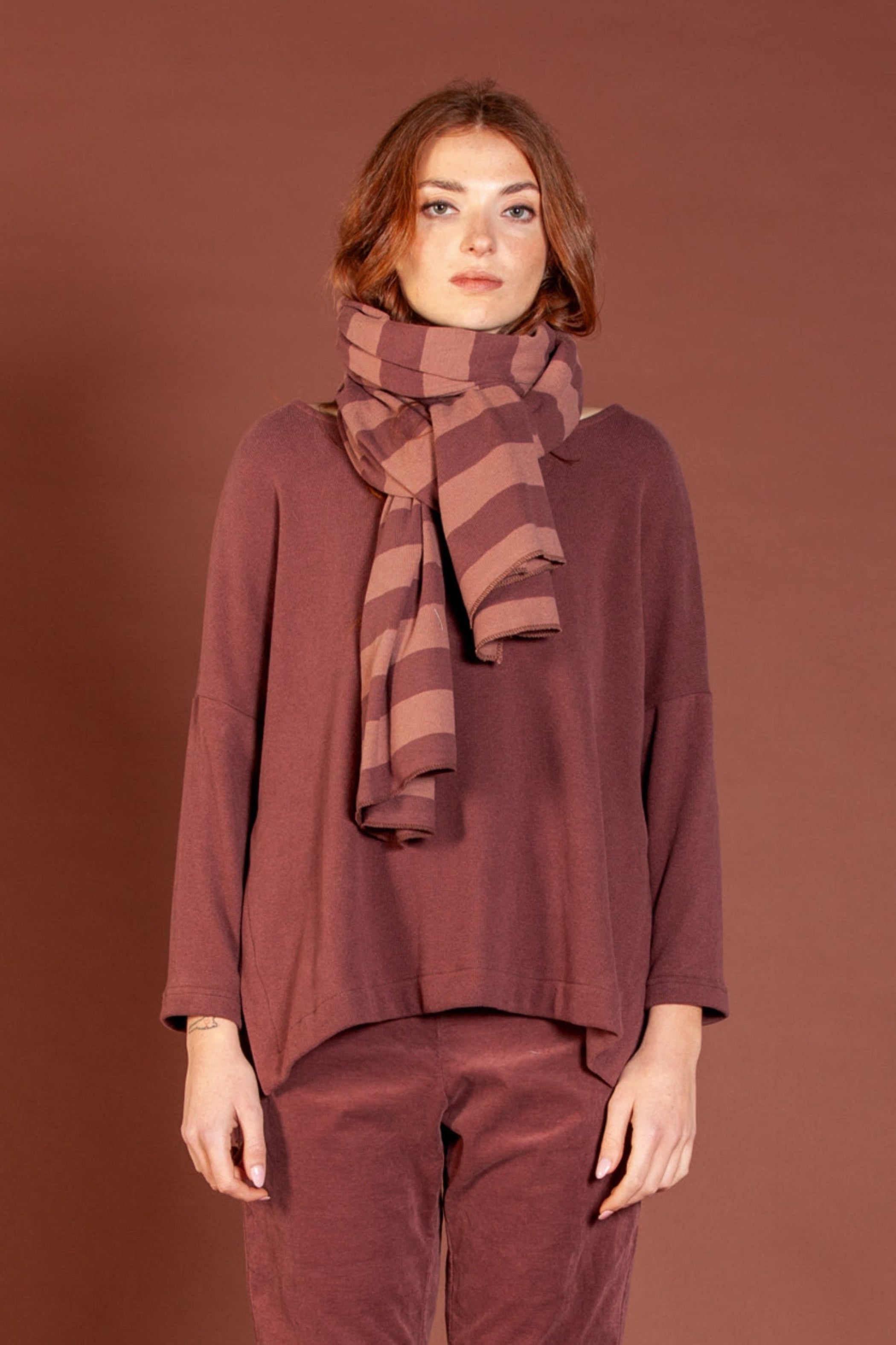 MAMA B Cozy Knit Slit Pullover in Dusky Pink
