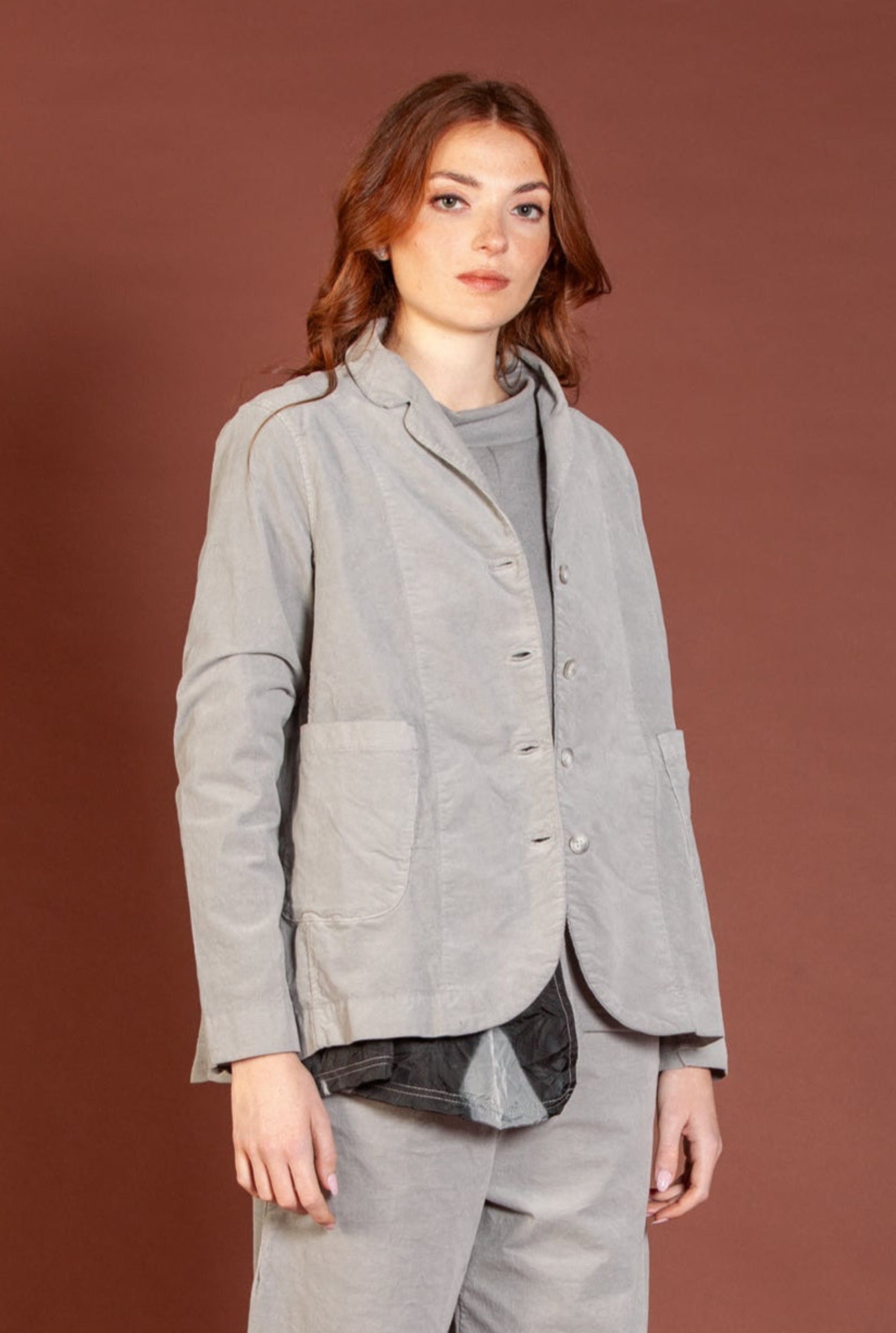 Mama B Cotton Velvet Jacket in Fog