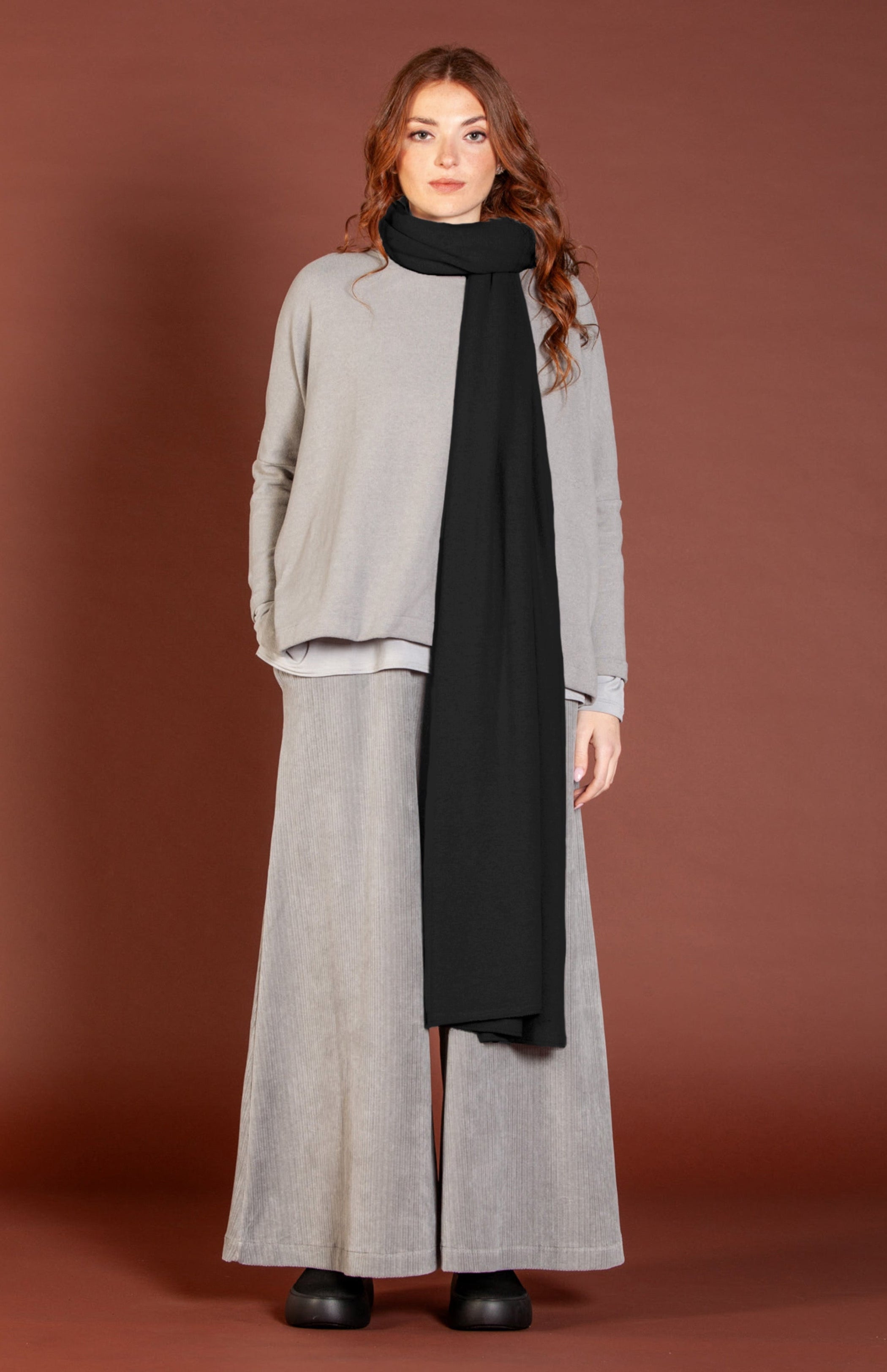 MAMA B Cozy Knit Long Shawl in Black