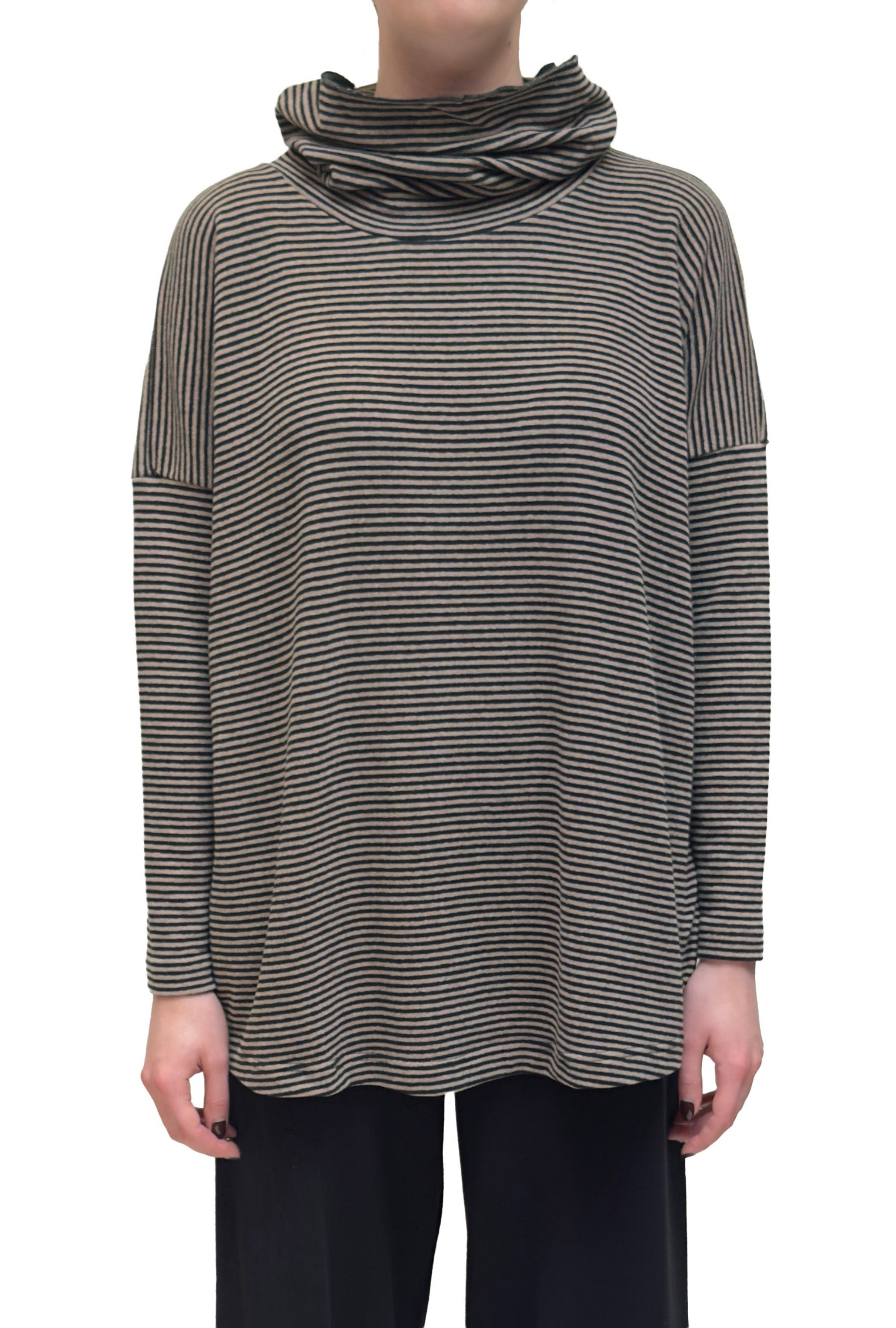 MAMA B Cozy Knit Onesize Cowl Sweater in Night Stripes
