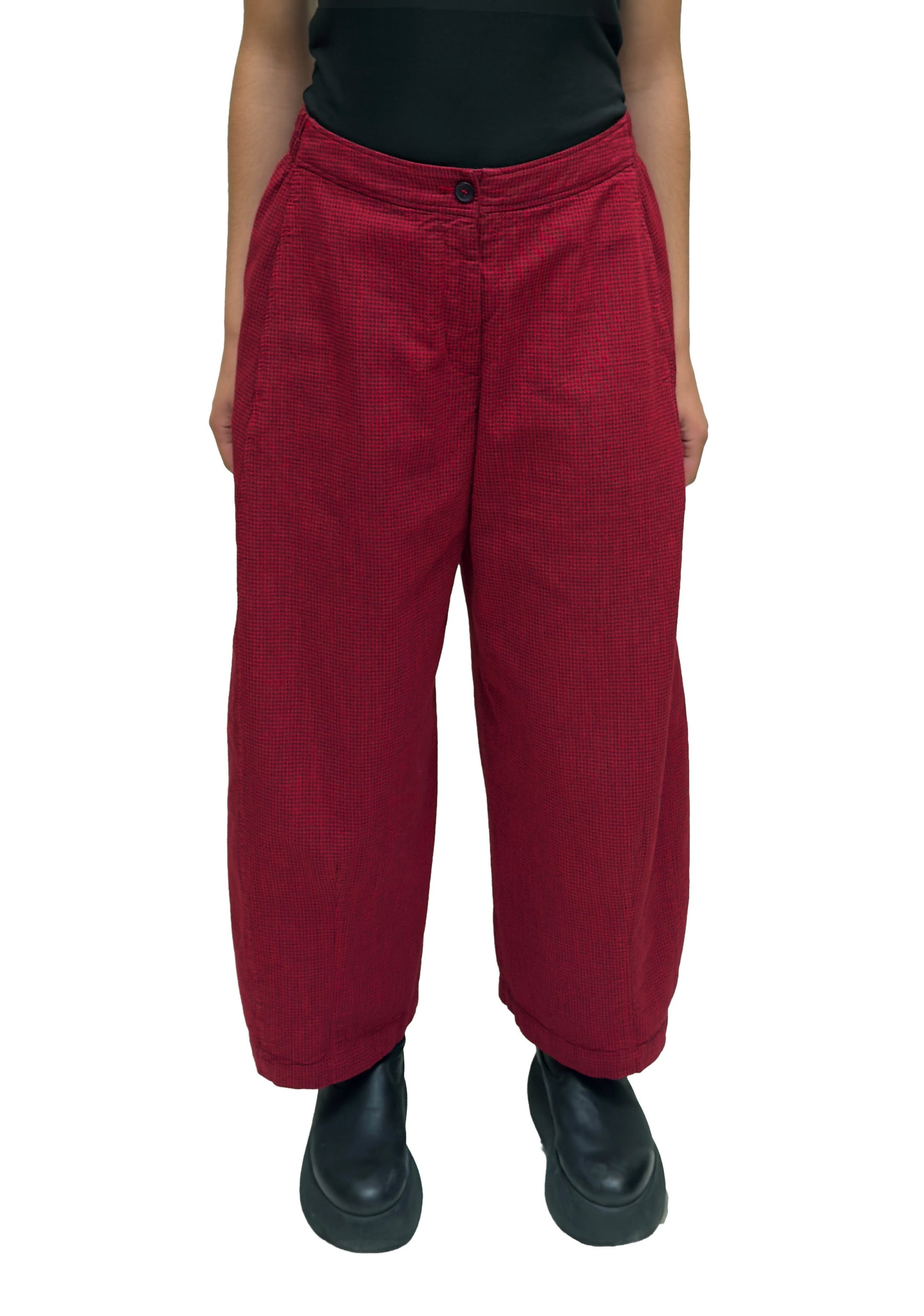 OSKA Cotton Mini Check Pant in Scarlett