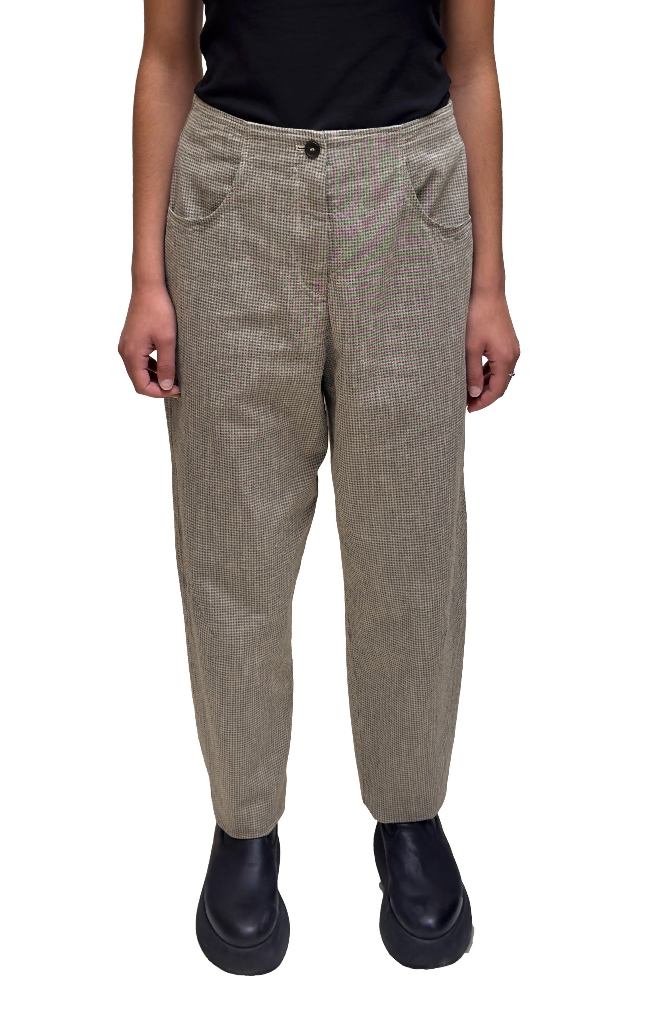 OSKA Tapered Mini Check Pant in Ecru