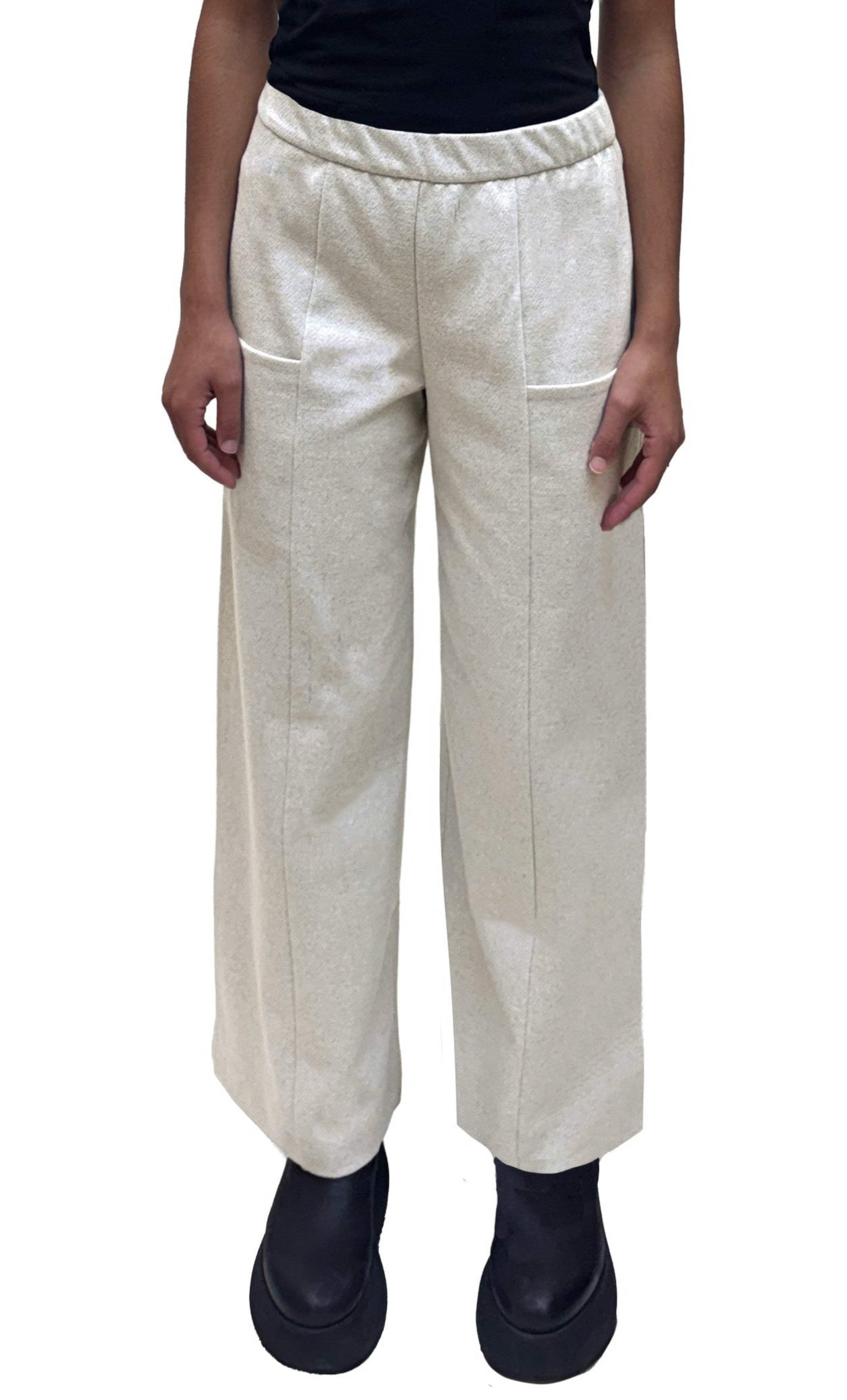 OSKA Straight Wide Leg Pant in Ecru