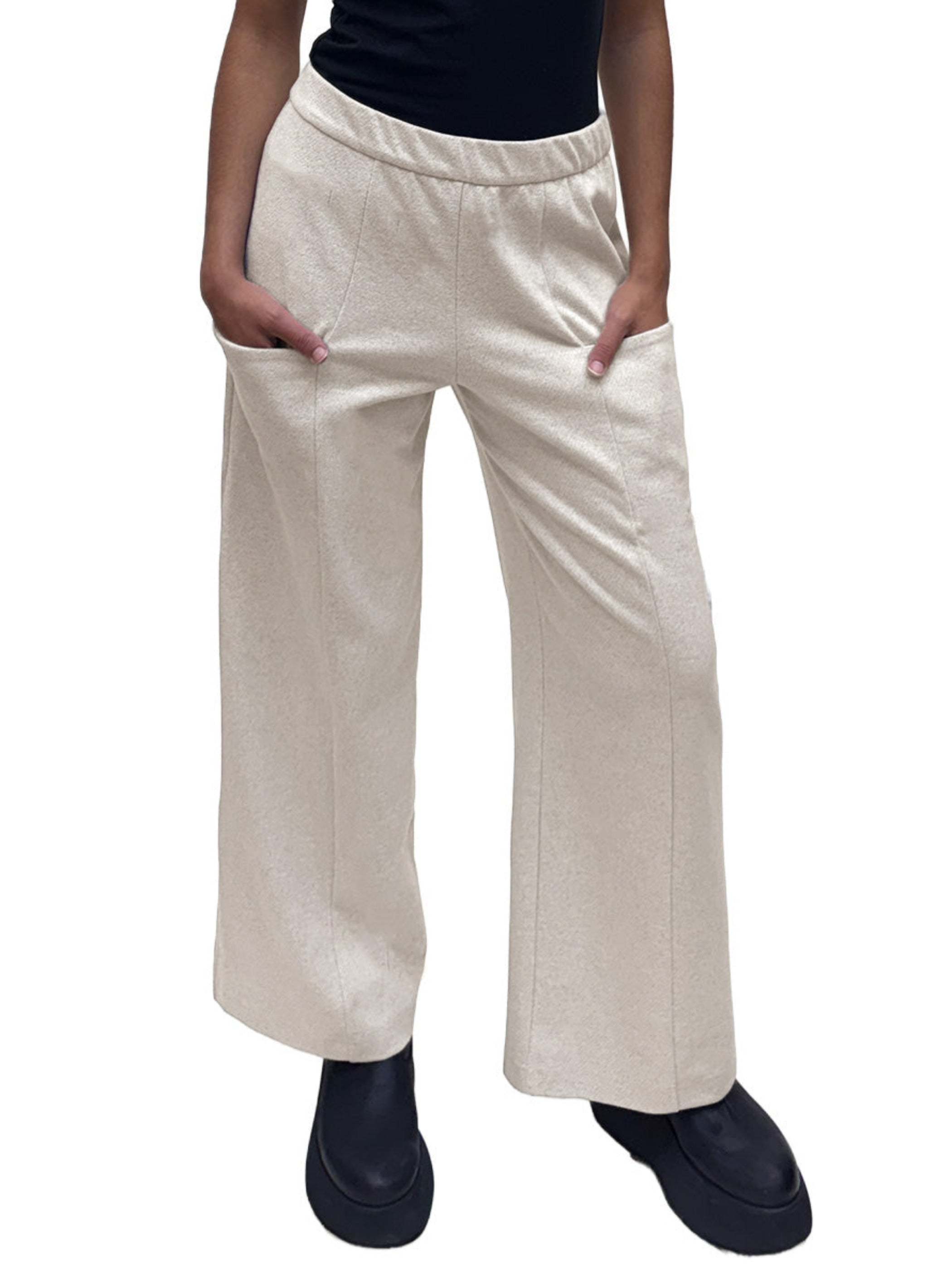 OSKA Straight Wide Leg Pant in Ecru