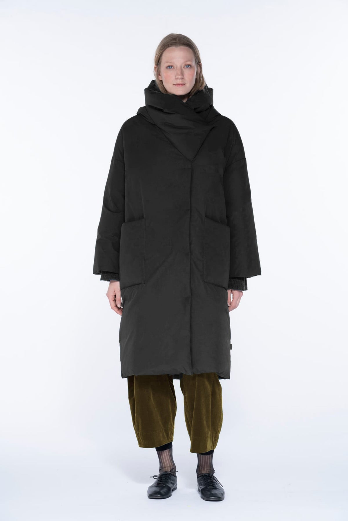 OSKA Padded Straight Fit Coat in Black