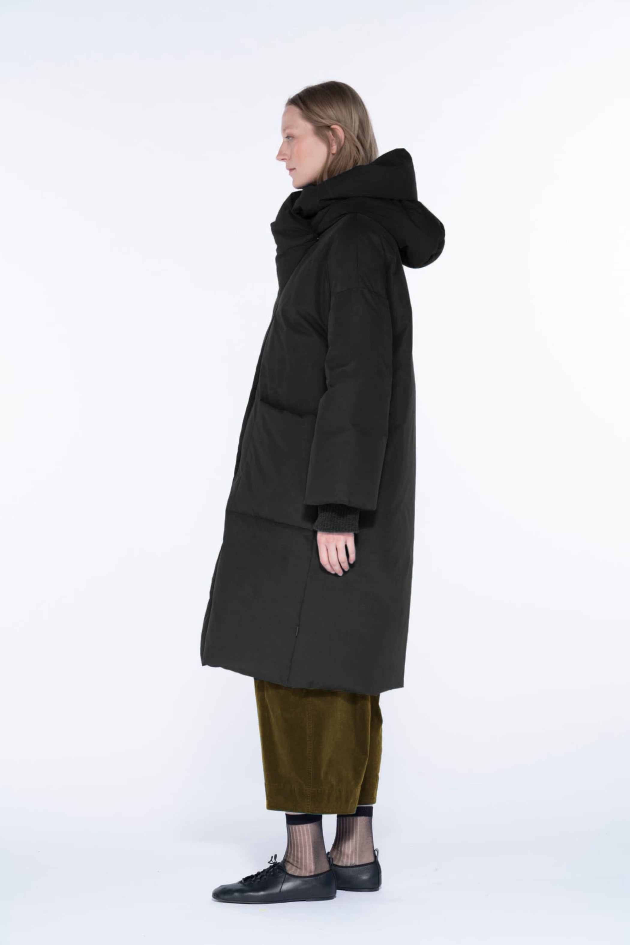 OSKA Padded Straight Fit Coat in Black