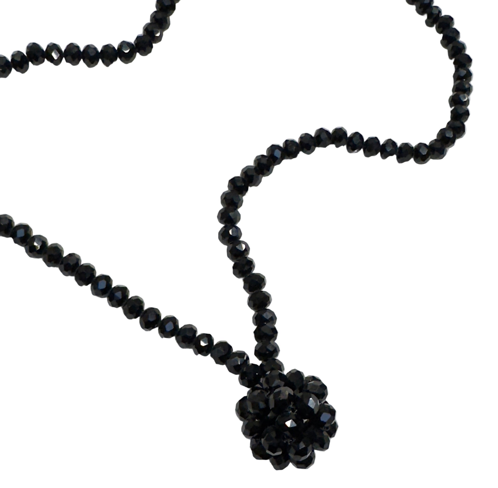 PLU Across Marble Long Beaded Necklace - Black