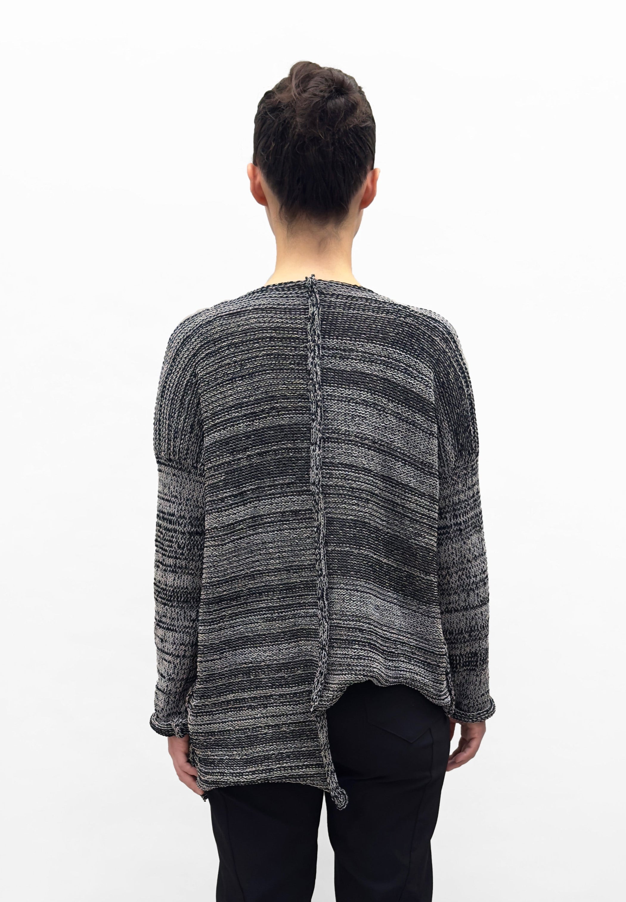 PAPER TEMPLES Long Sleeve Asymmetric Cardigan - Obsidian