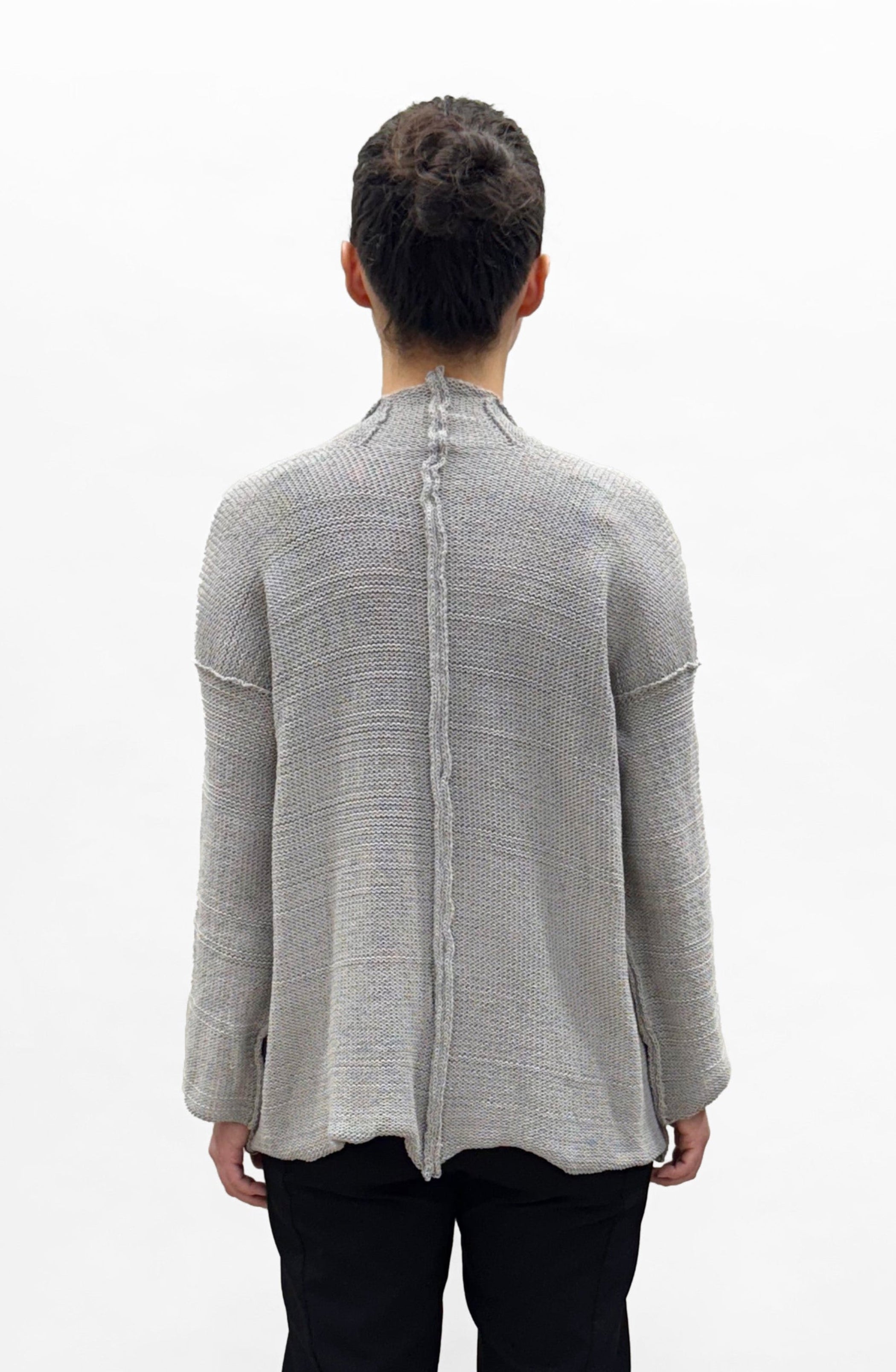 PAPER TEMPLES Boxy V Neck Cardigan - Rock Grey