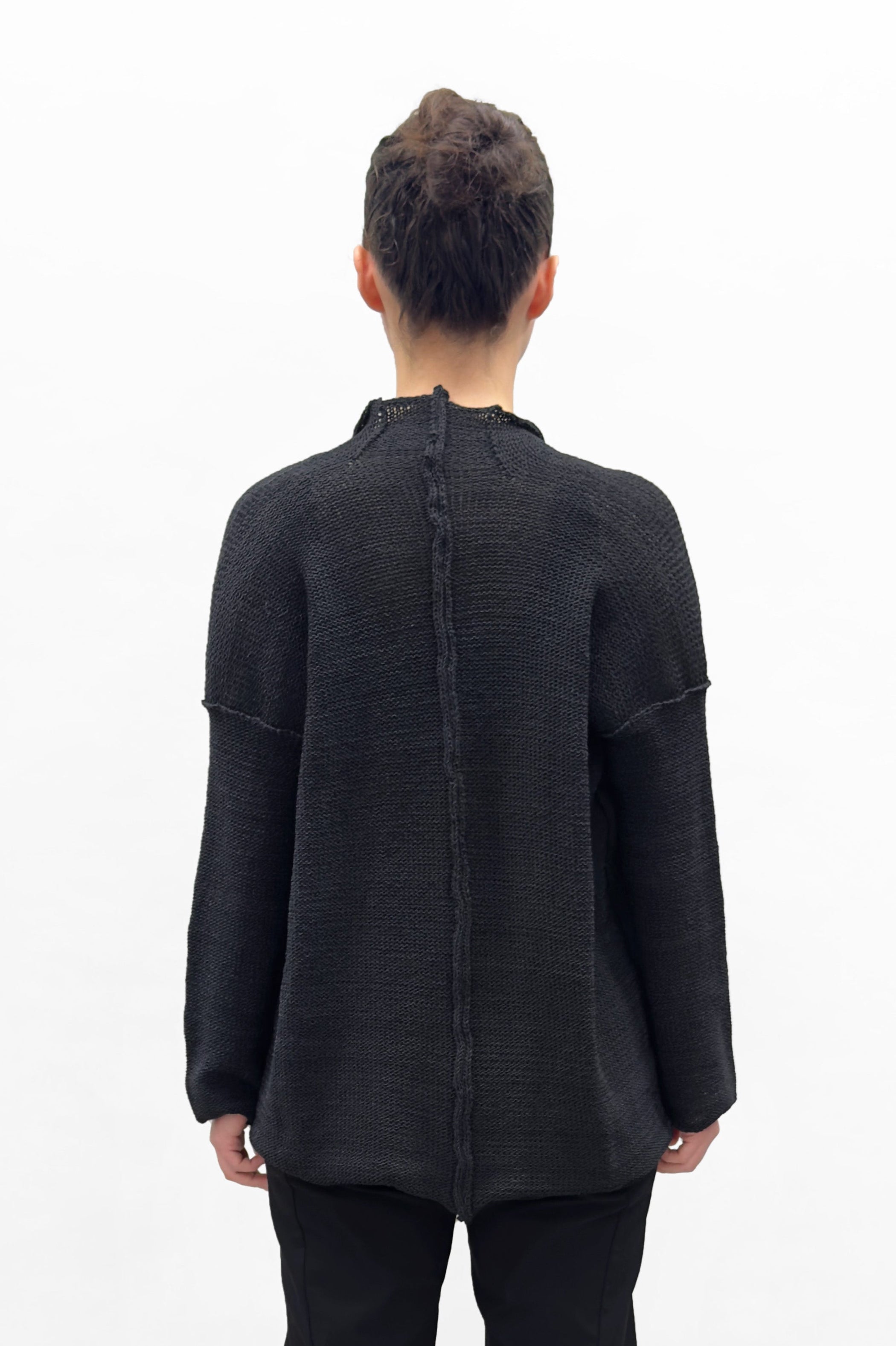 PAPER TEMPLES Boxy V Neck Cardigan - Black