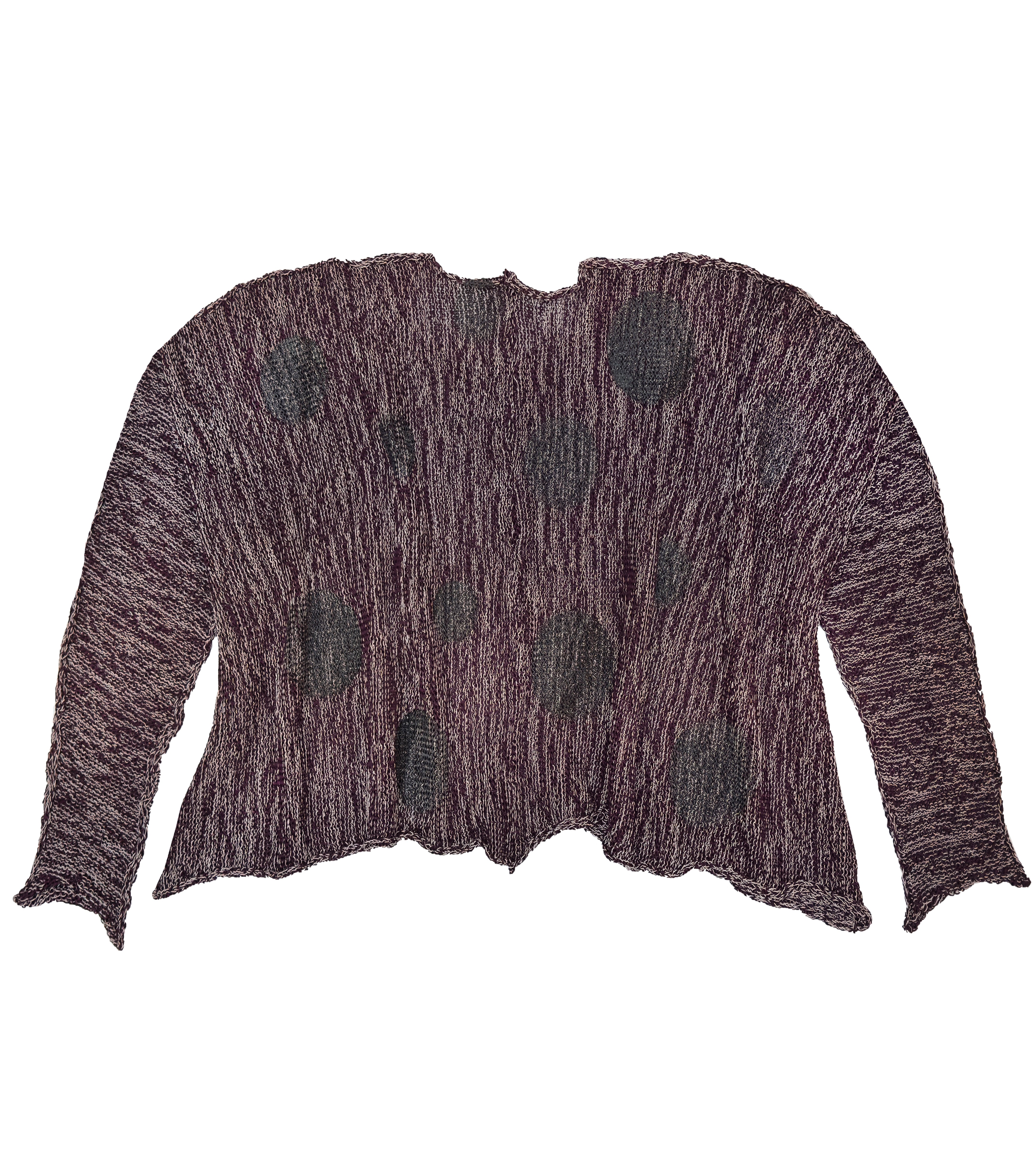 PAPER TEMPLES Dot Print Boxy Pullover -  Eggplant and Graphite