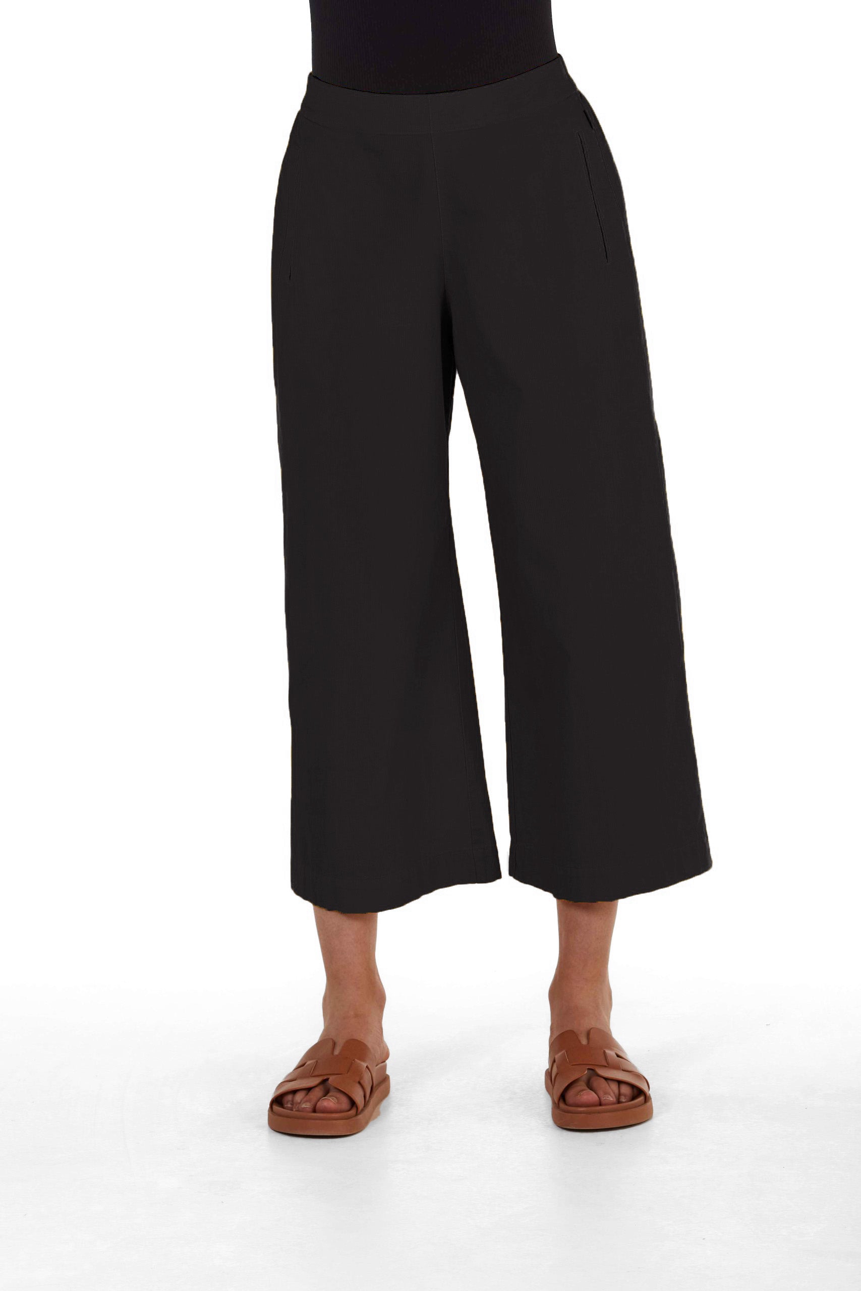 ELEMENTE CLEMENTE Cropped Wide Leg Pant in Black