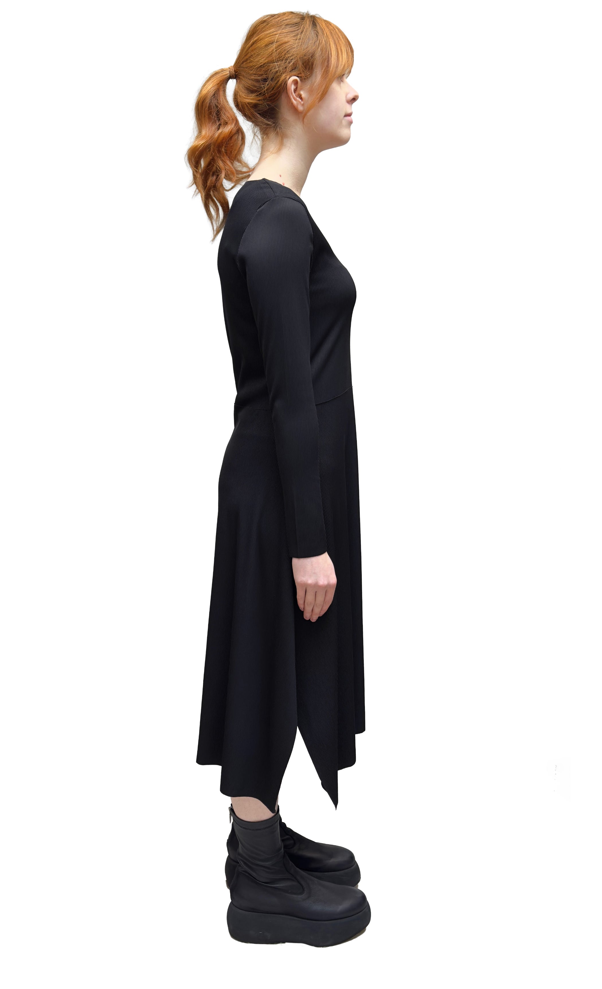 Elemente Clemente Ribbed Long Sleeve Dress in Black