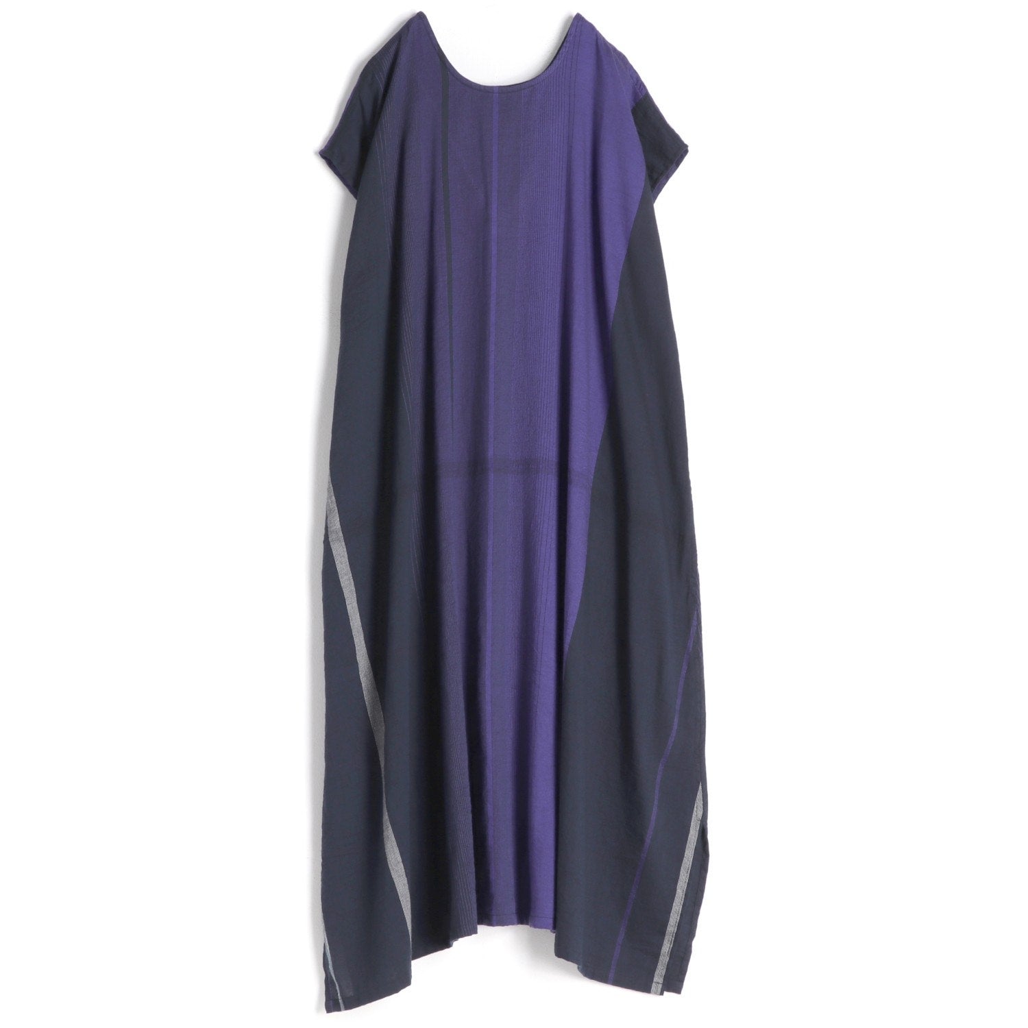 TAMAKI NIIME Cotton Cap Sleeve Round Neck Dress - Purple Feathers