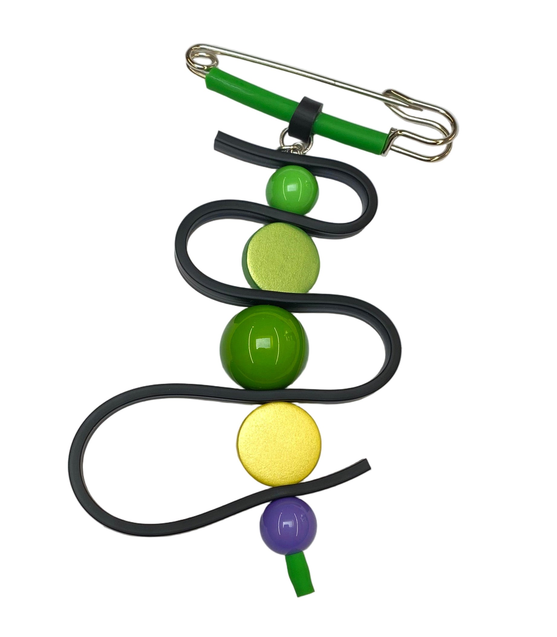 SAMUEL CORAUX Bead Stack Brooch - Green/purple/black