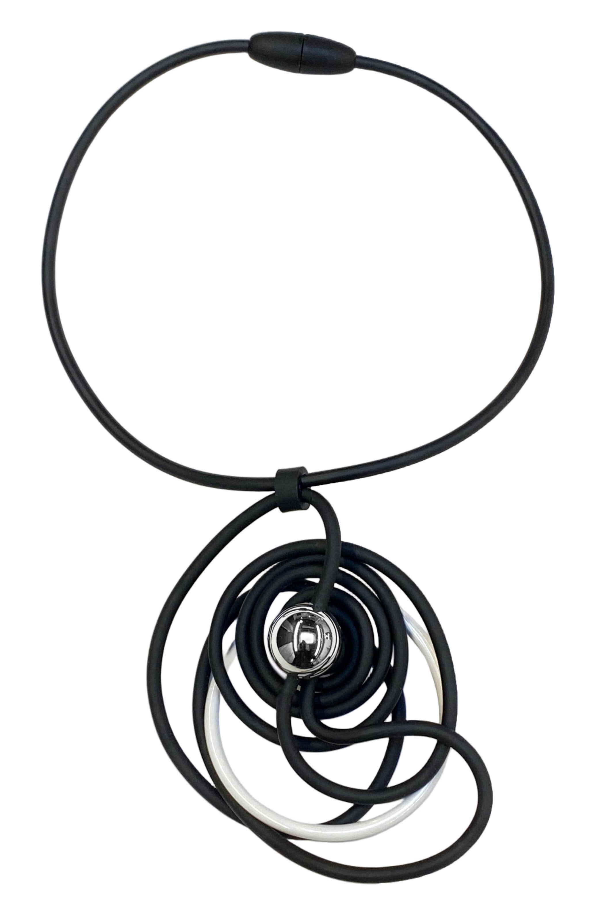 SAMUEL CORAUX Labyrinth Necklace in Black/White/Silver