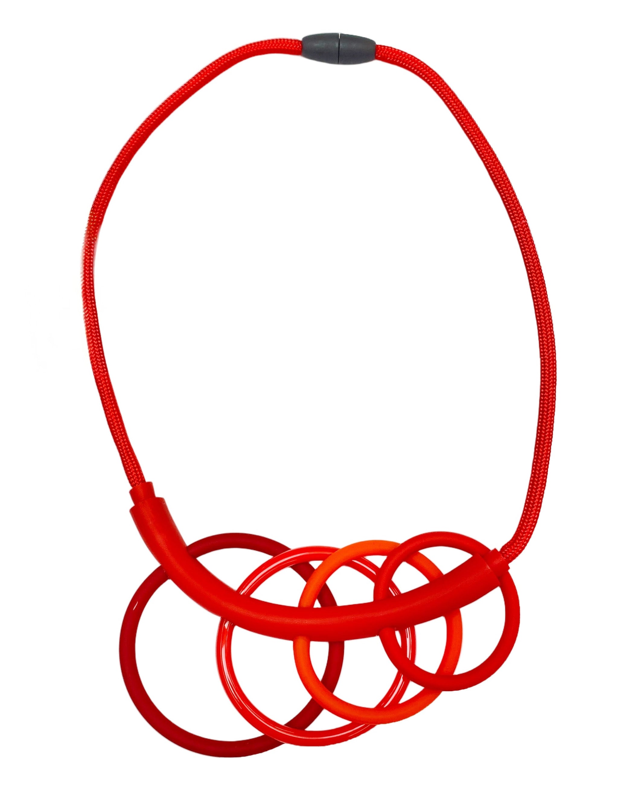 SAMUEL CORAUX Rubber Multi-Ring Necklace in Red Mix