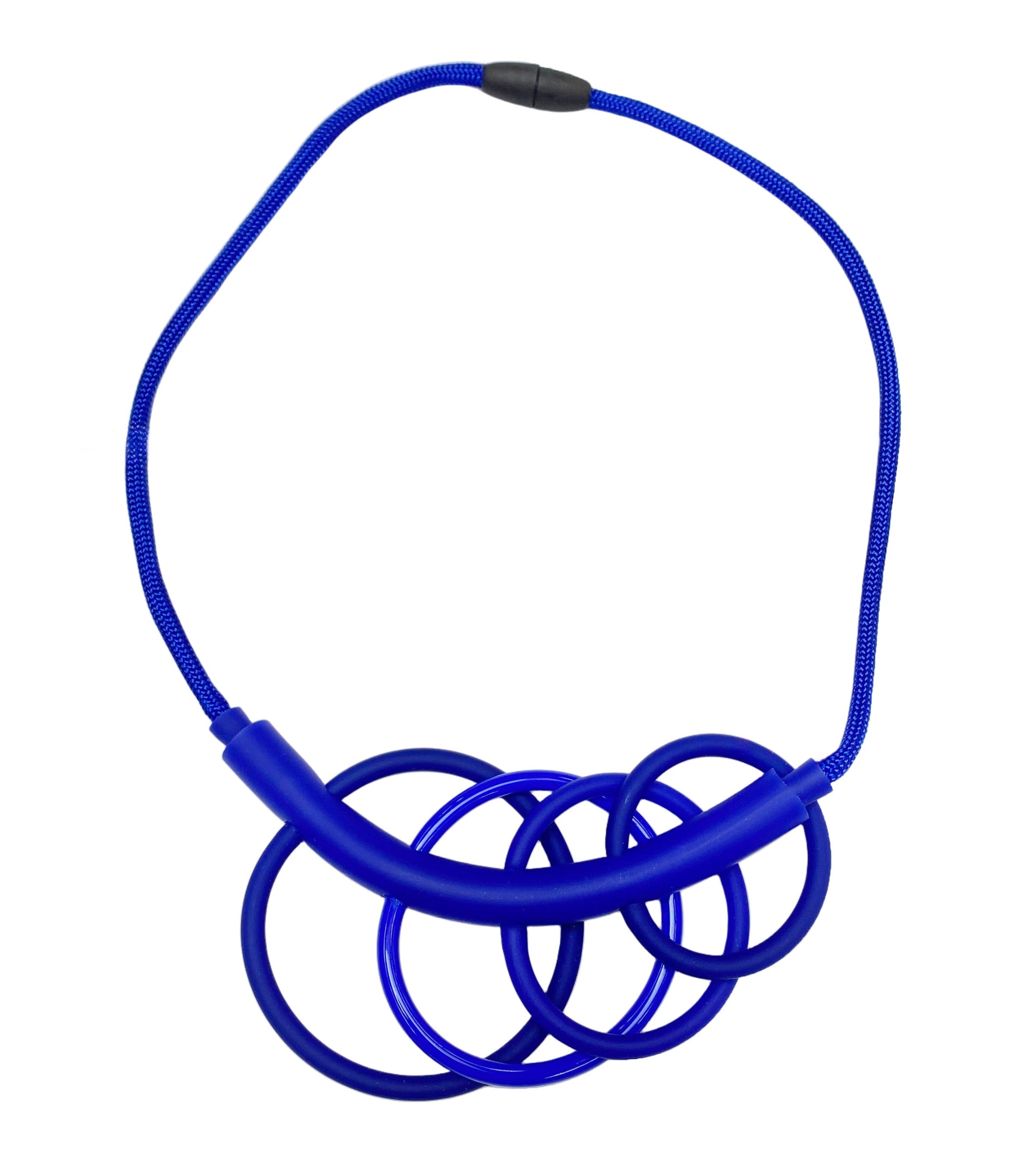 SAMUEL CORAUX Rubber Multi-Ring Necklace in Blue Mix