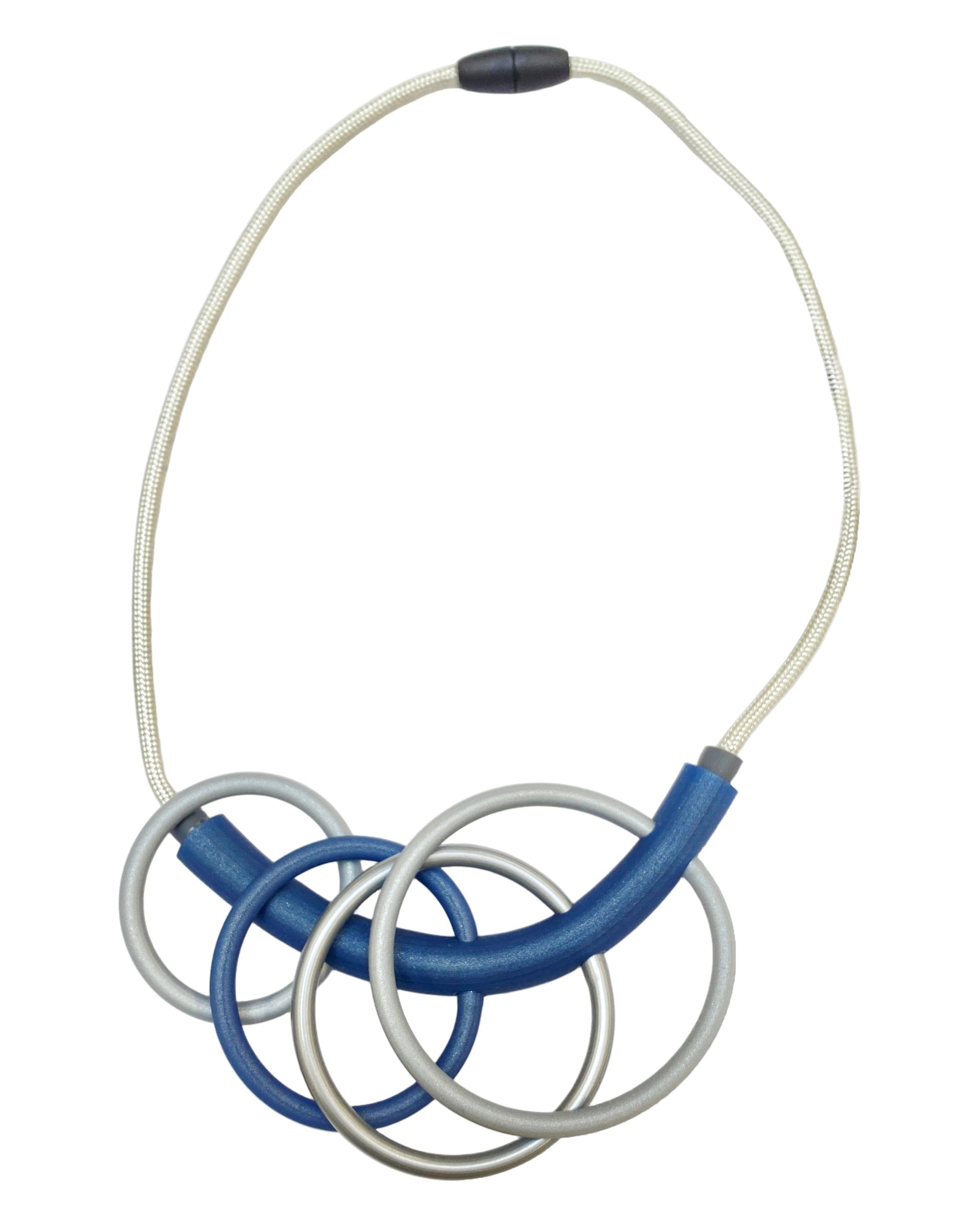 SAMUEL CORAUX Rubber Multi-Ring Necklace in Grey Mix