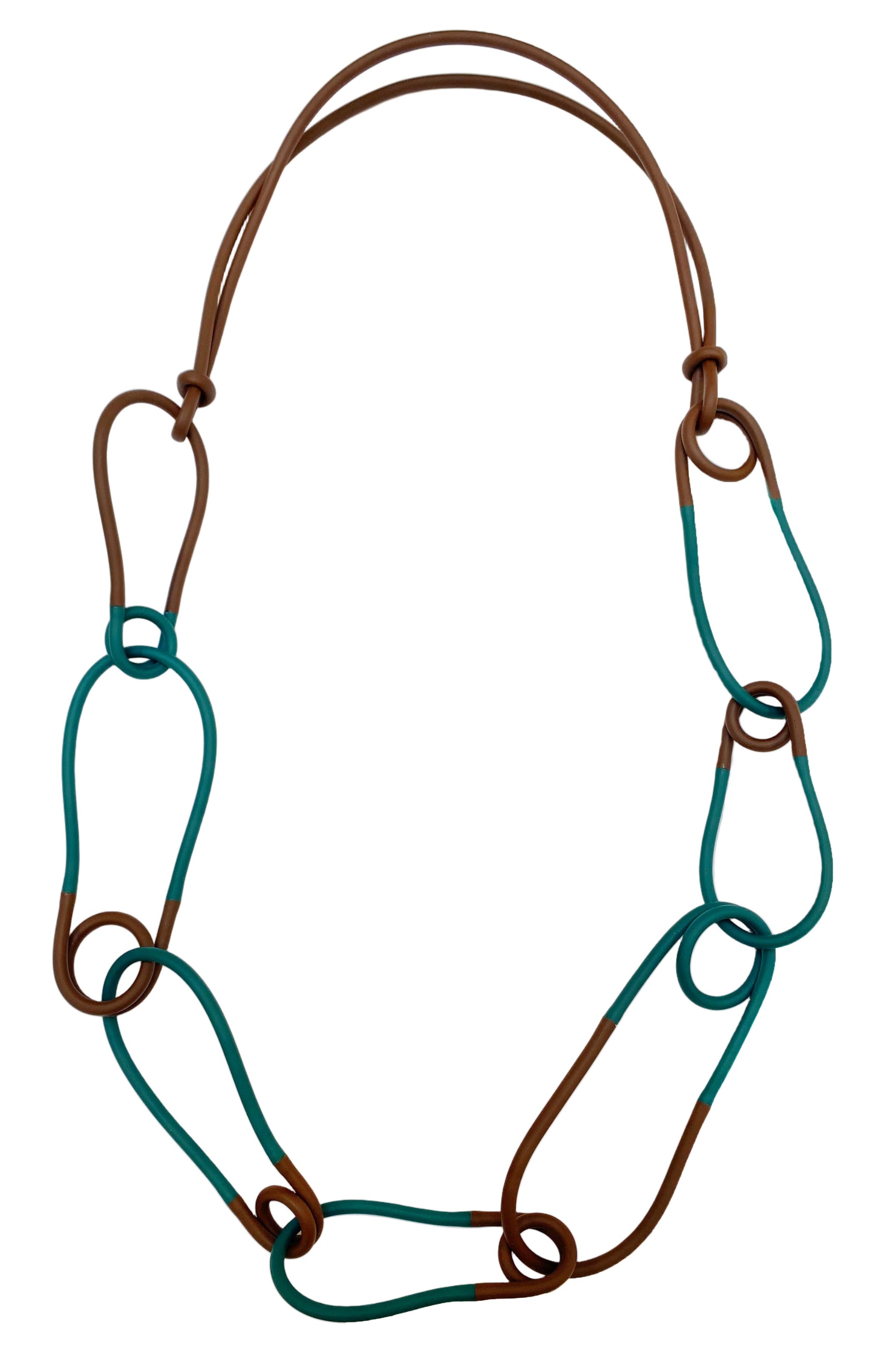 SAMUEL CORAUX Crochet Rubber Links Necklace - Green/Brown