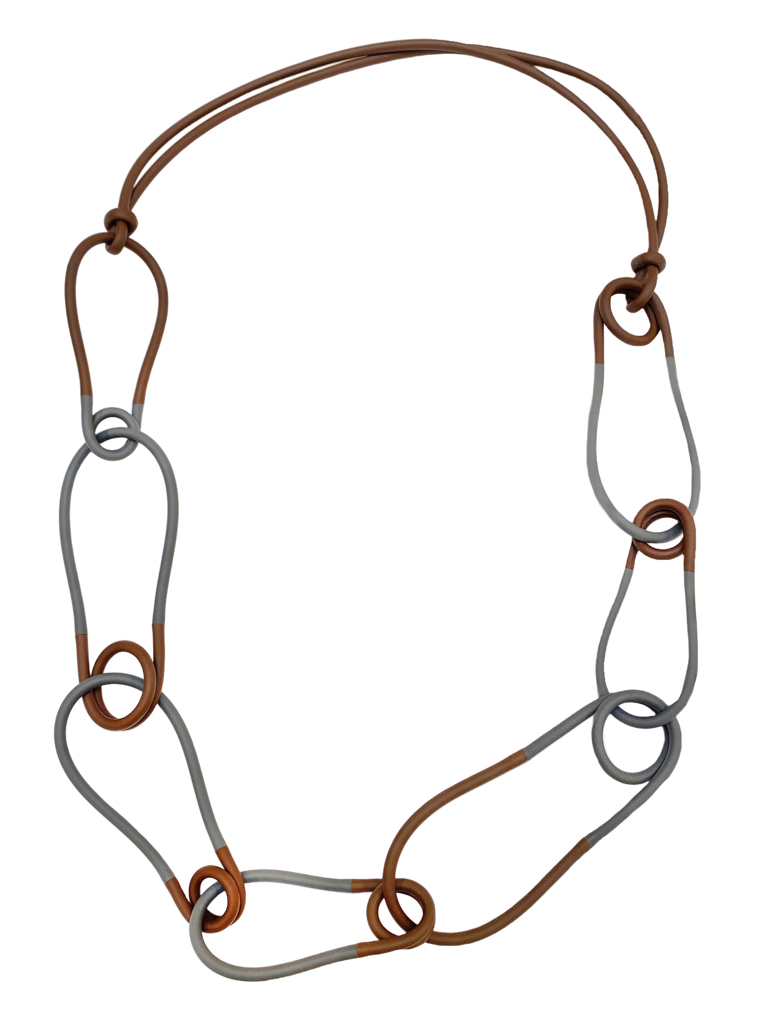 SAMUEL CORAUX Crochet Rubber Links Necklace - Grey/Brown