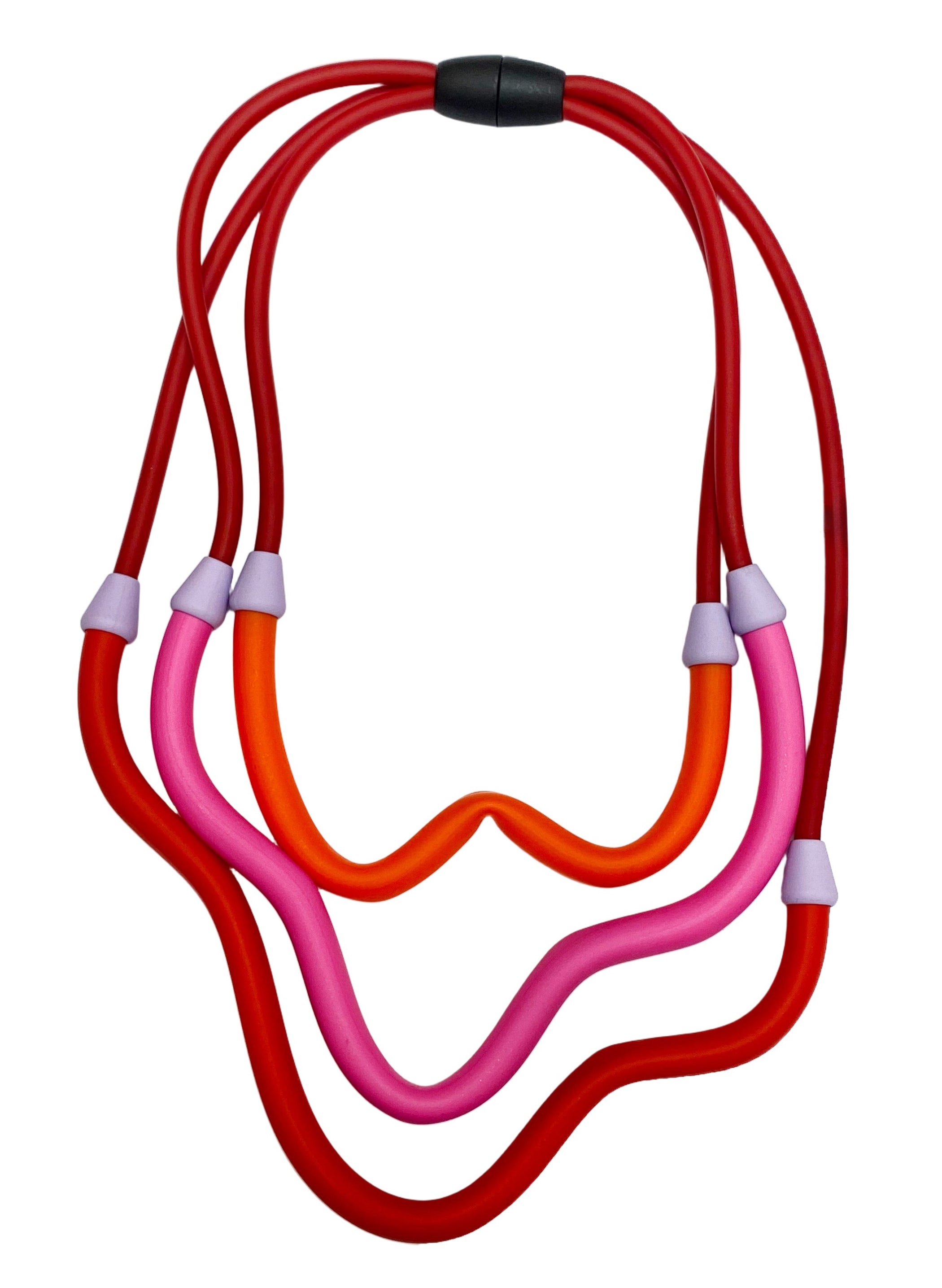 SAMUEL CORAUX Layered Squiggle necklace in Red/Pink/orange