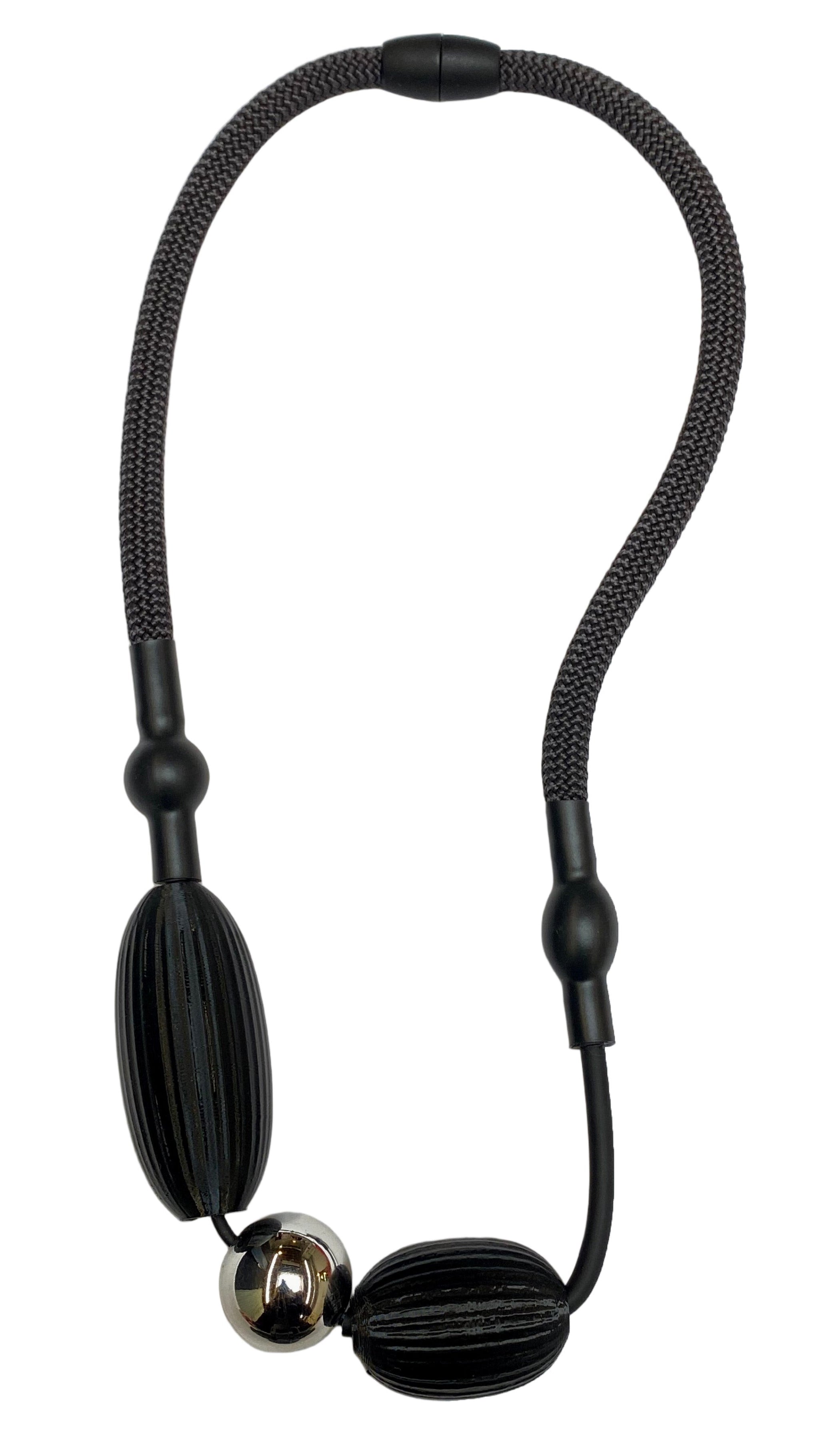 SAMUEL CORAUX Thick Beaded Cord Necklace - Black/Silver