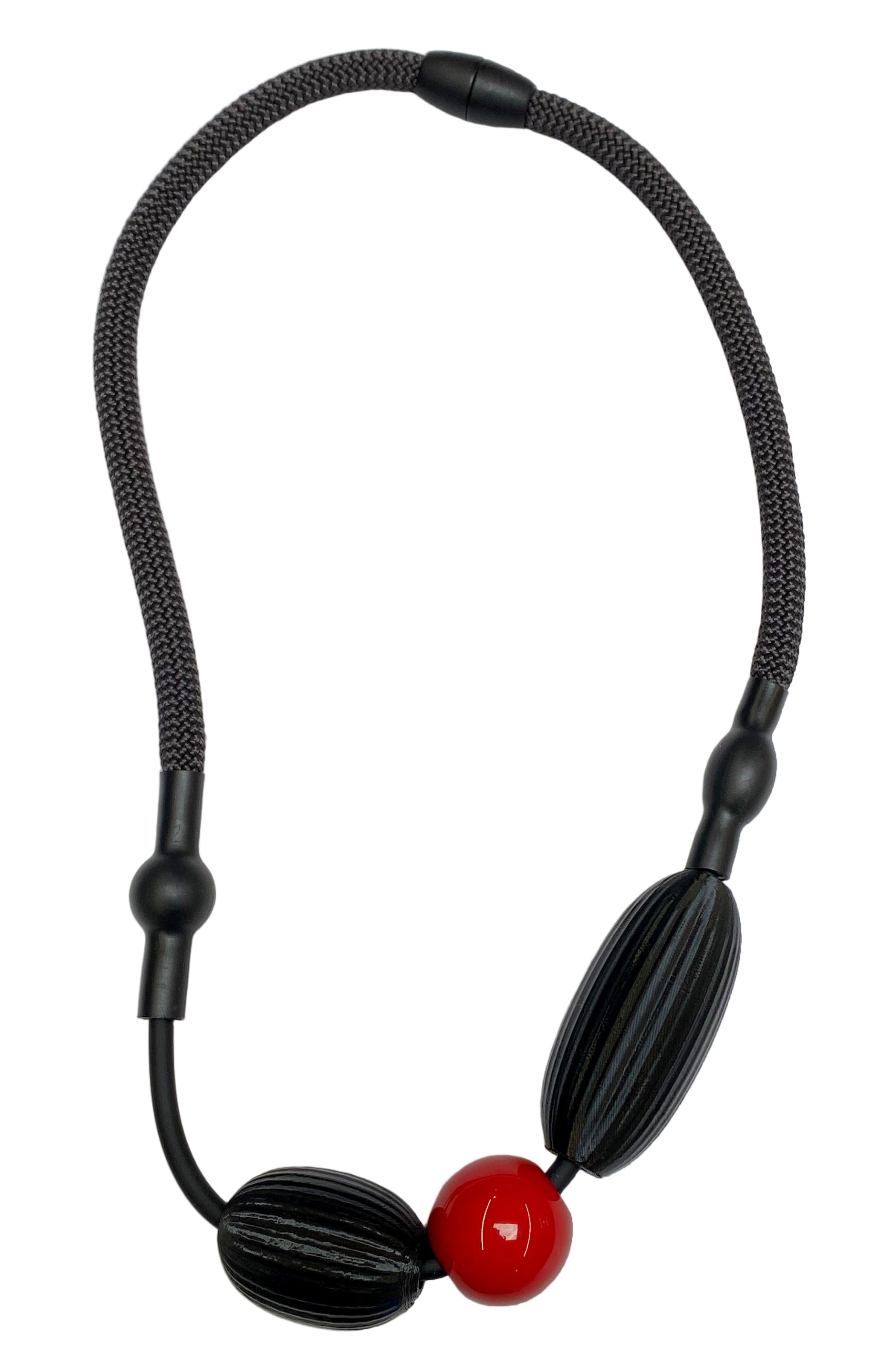 SAMUEL CORAUX Thick Beaded Cord Necklace - Black/Red