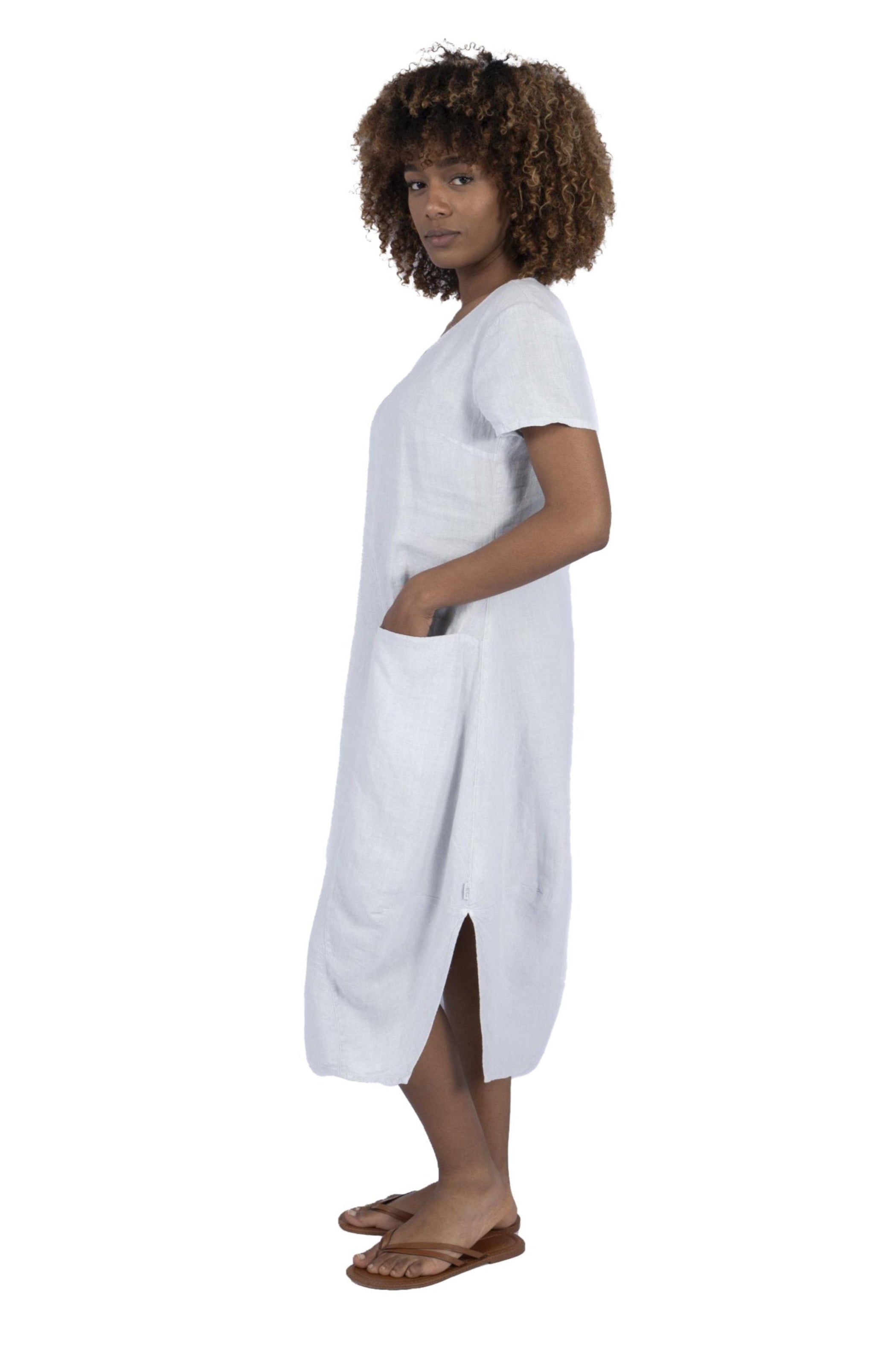 Elemente Clemente Linen Bubble Dress in Pearl
