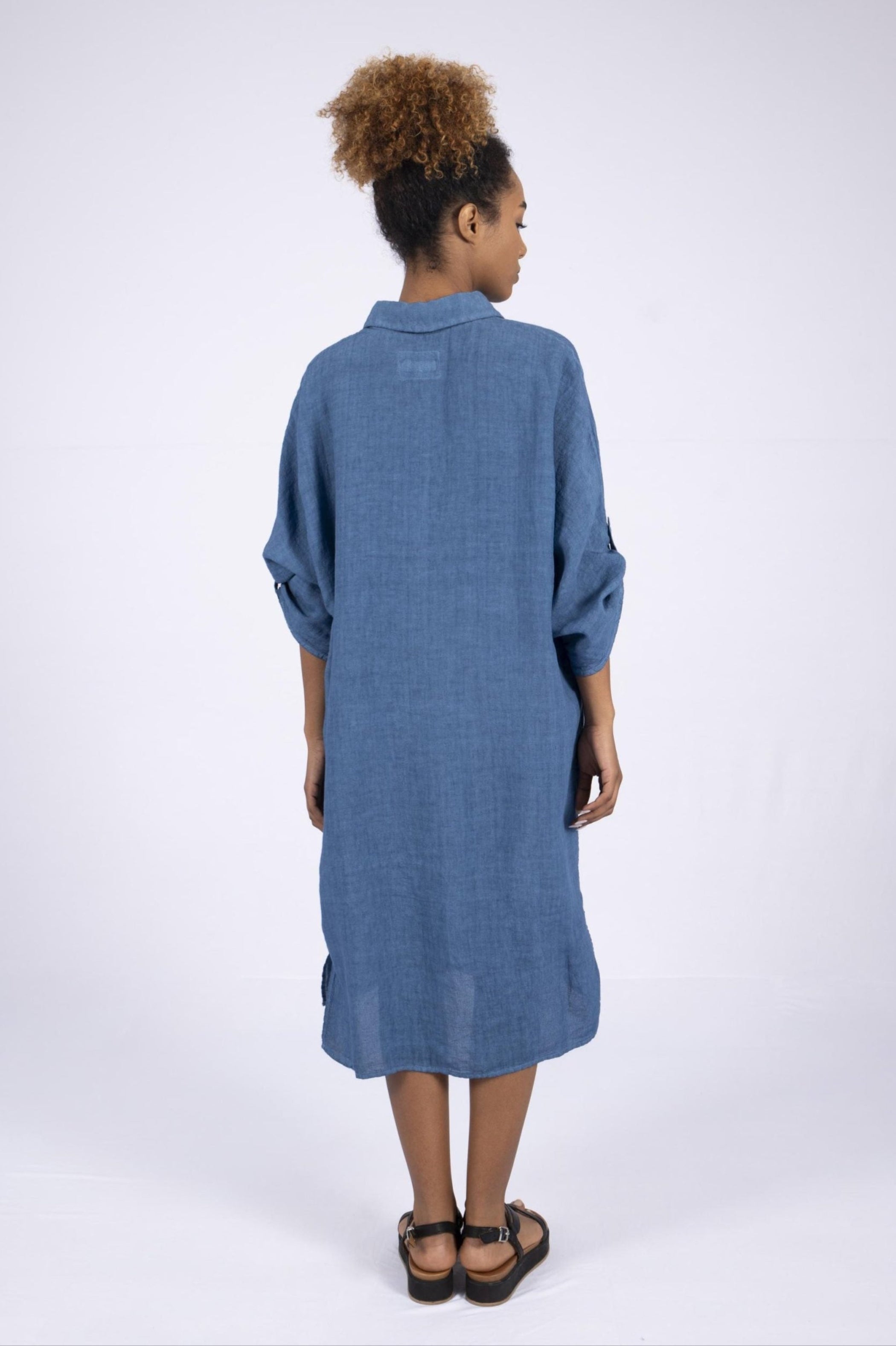 Elemente Clemente Dolman Sleeve Linen Dress In Pearl