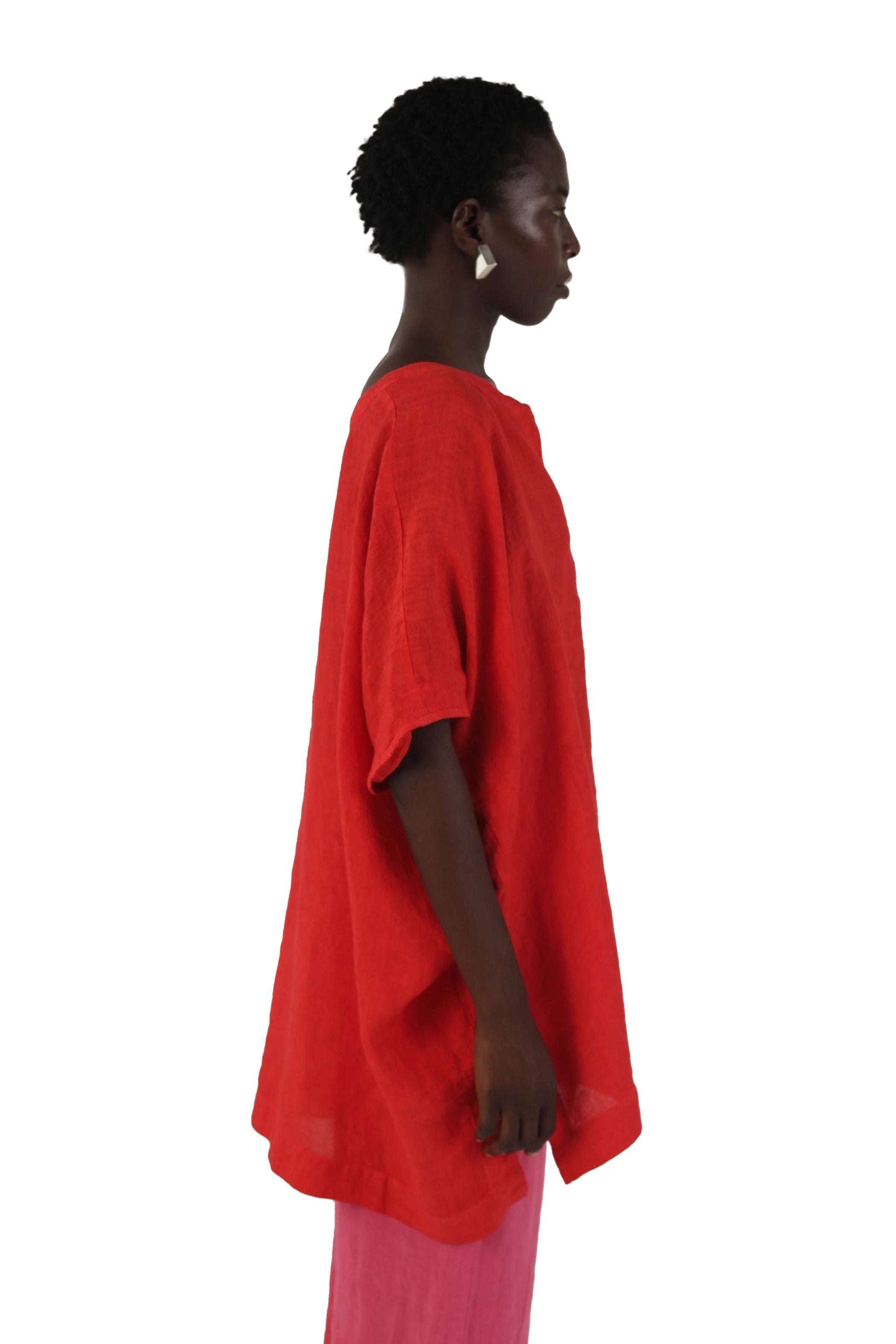 Elemente Clemente Boxy V Neck Linen Shirt in Rattan