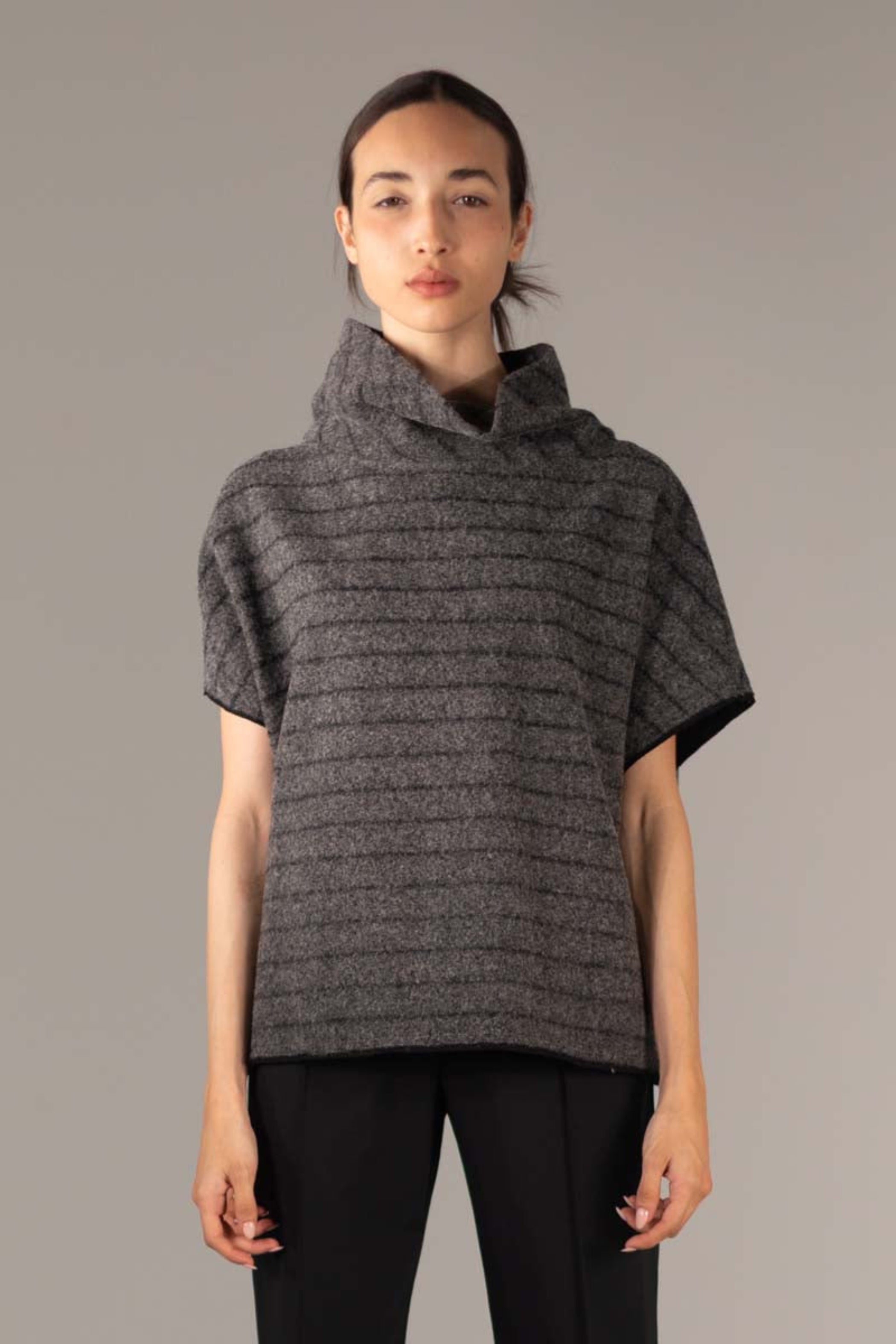 ELEMENTE CLEMENTE Striped Wool Blend Topper in Granite