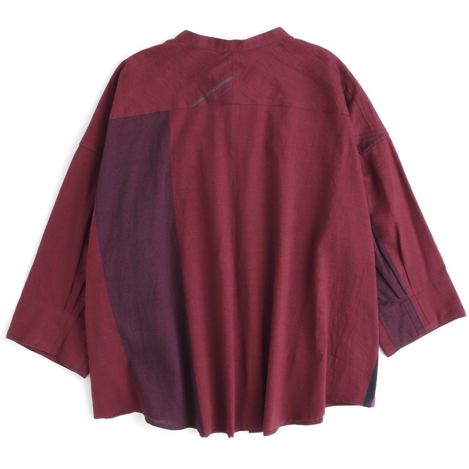 Tamaki Niime Mandarin Collared Shirt - Sangria Summer